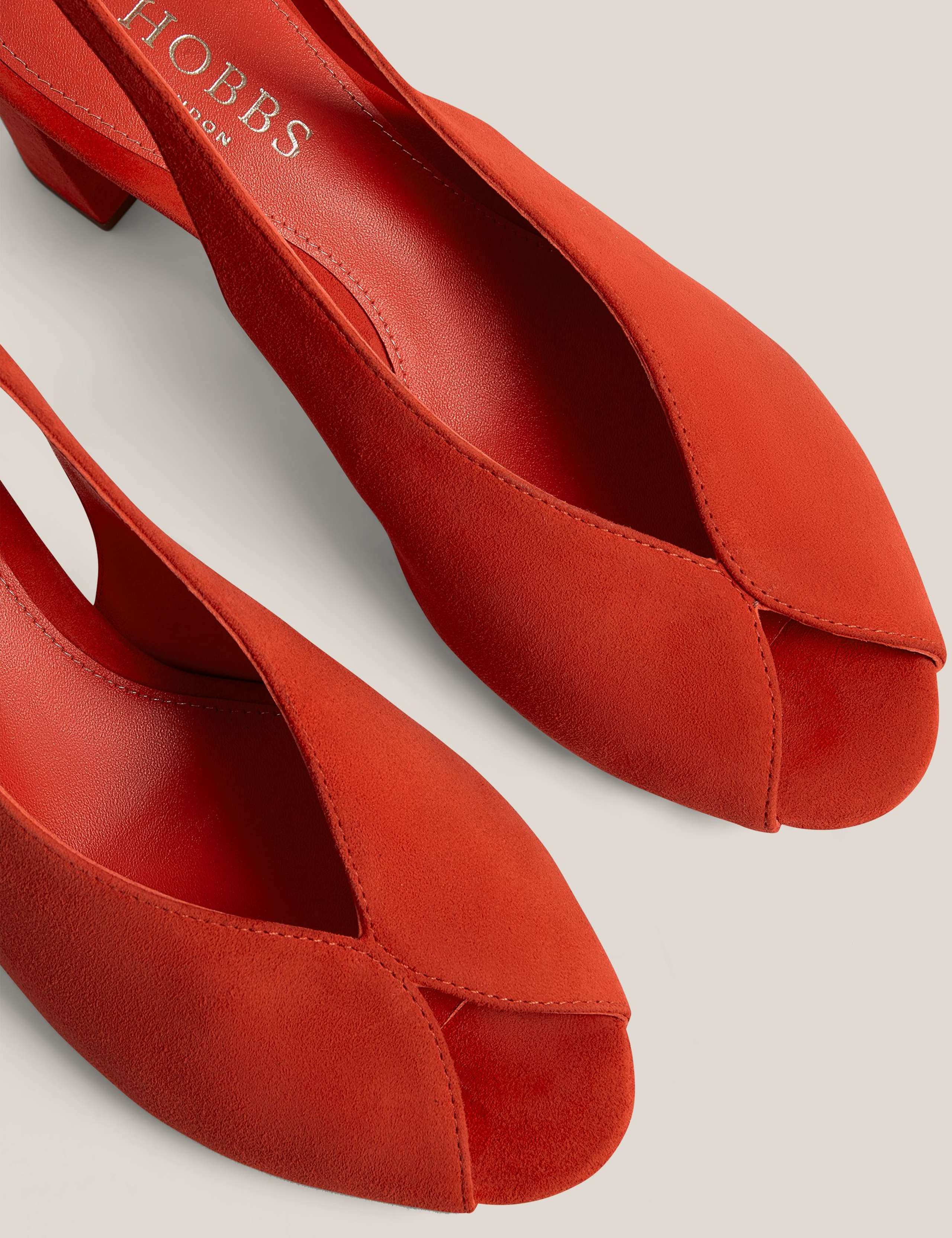 Suede Block Heel Peep Toe Slingback Sandals 6 of 6