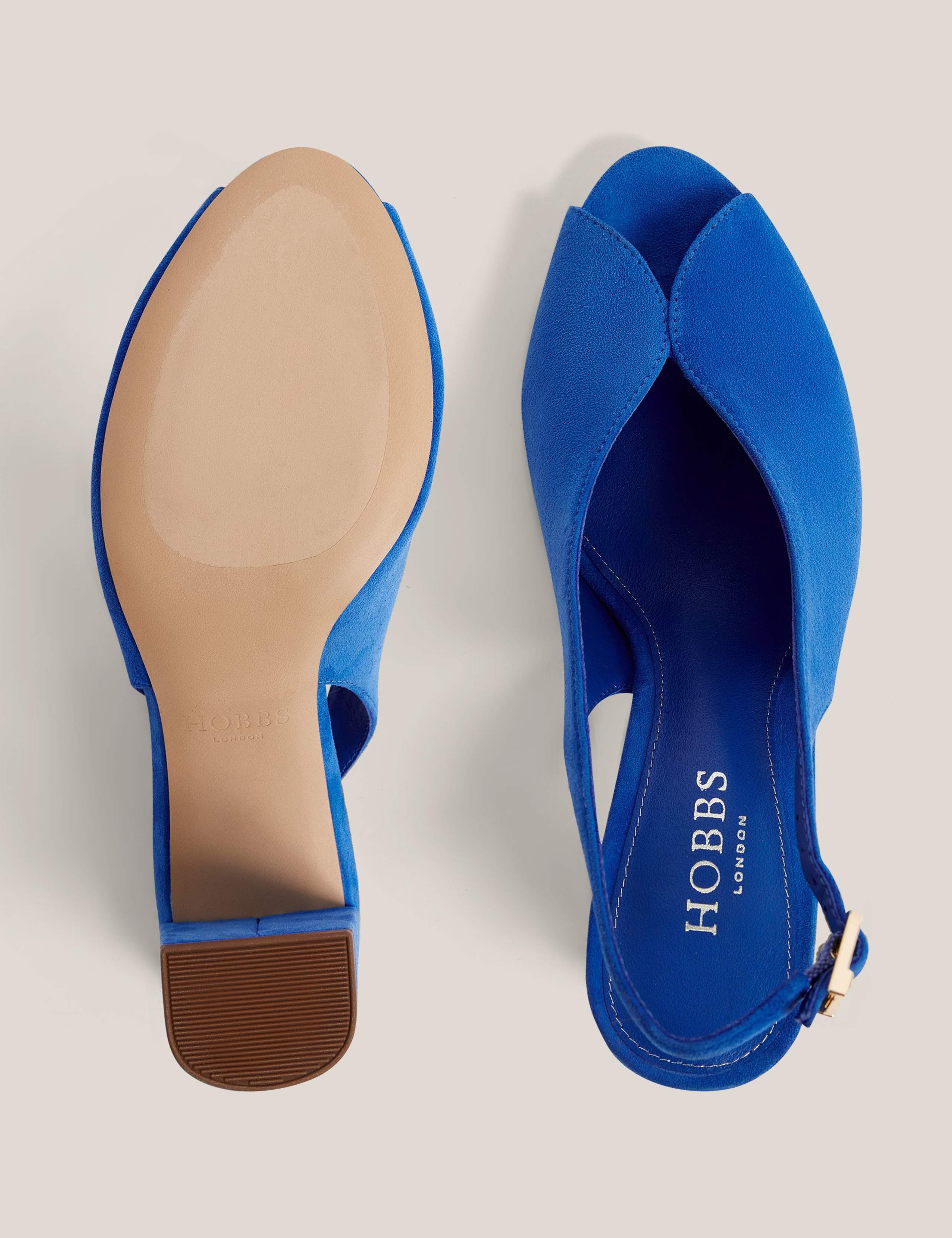 Suede Block Heel Peep Toe Slingback Sandals 4 of 6