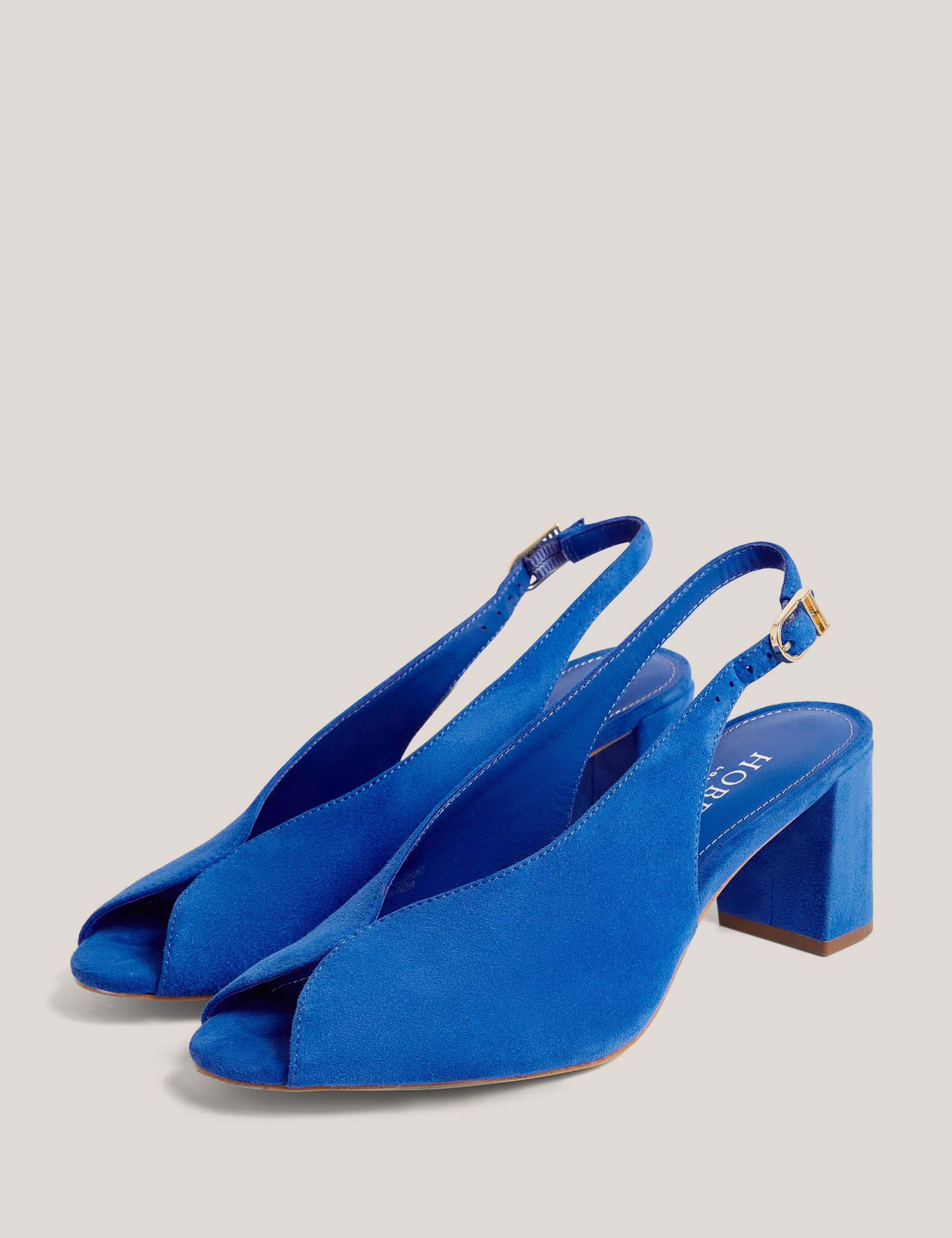 Suede Block Heel Peep Toe Slingback Sandals 5 of 6