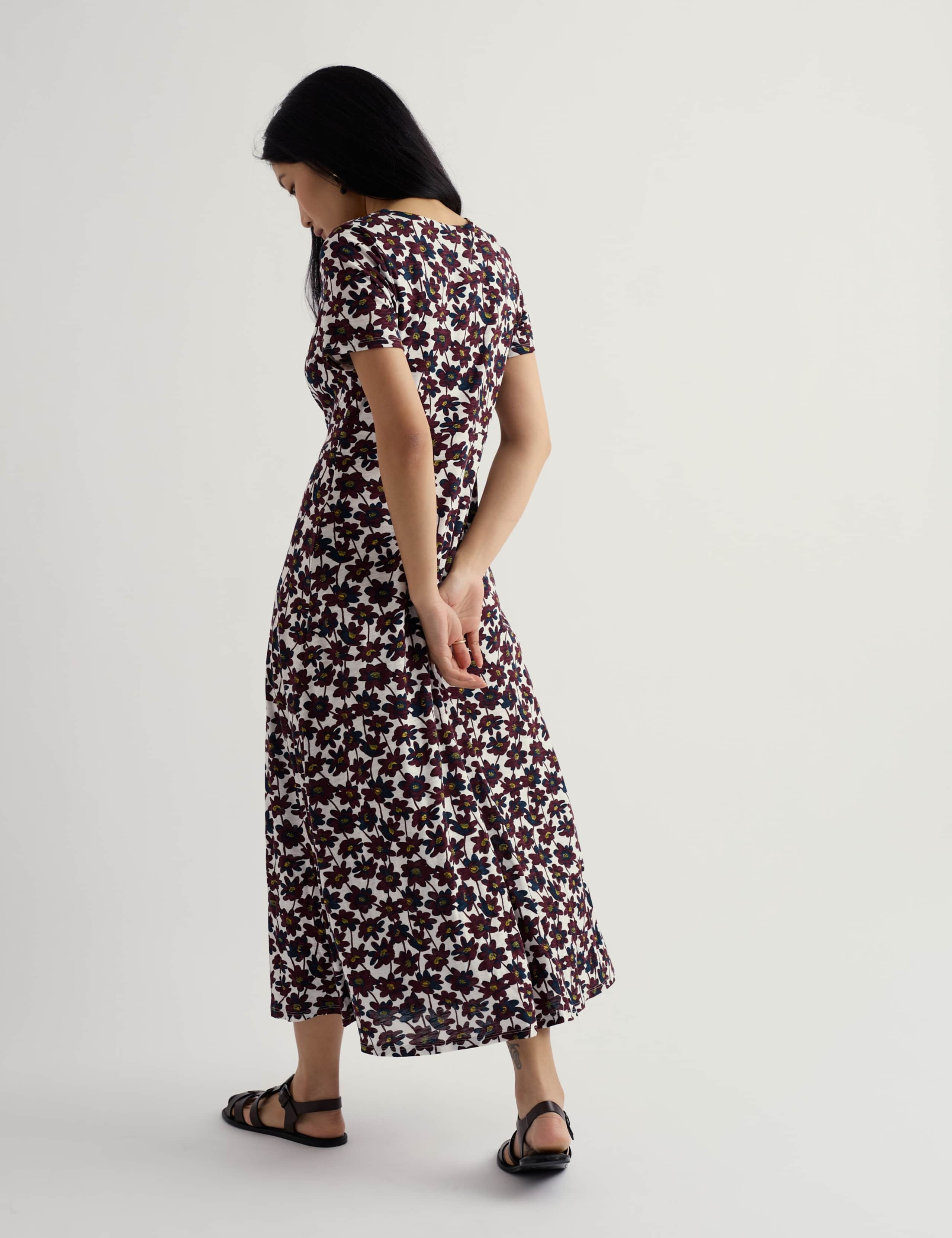Pure Cotton Jersey Floral Midi Dress 3 of 5