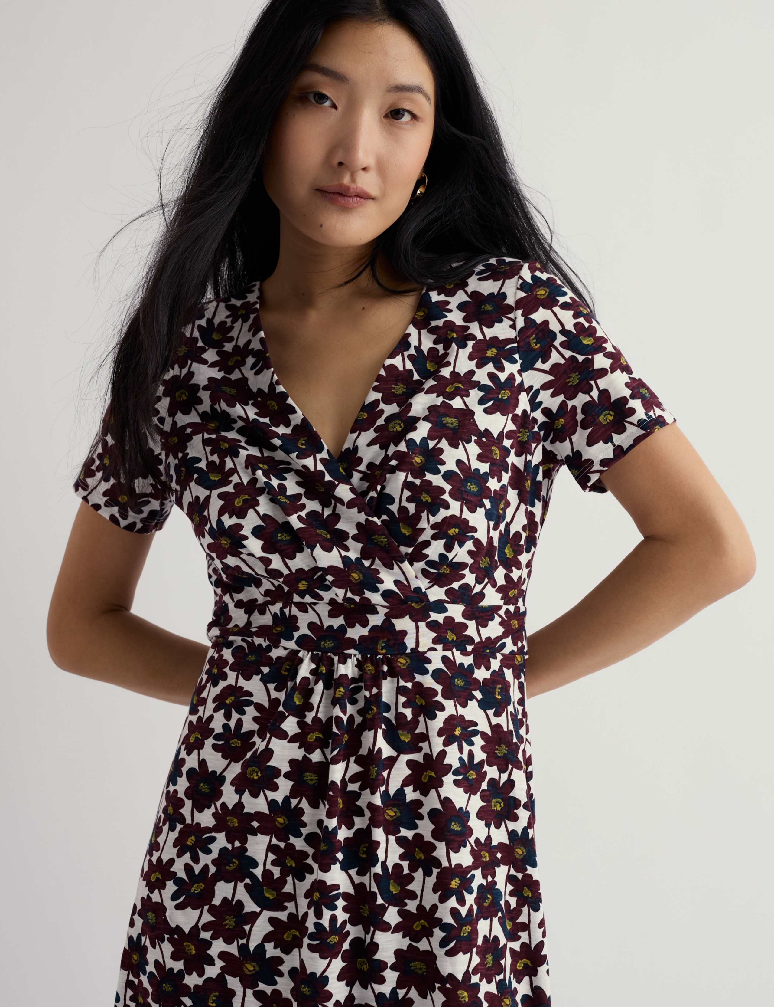 Pure Cotton Jersey Floral Midi Dress 4 of 5