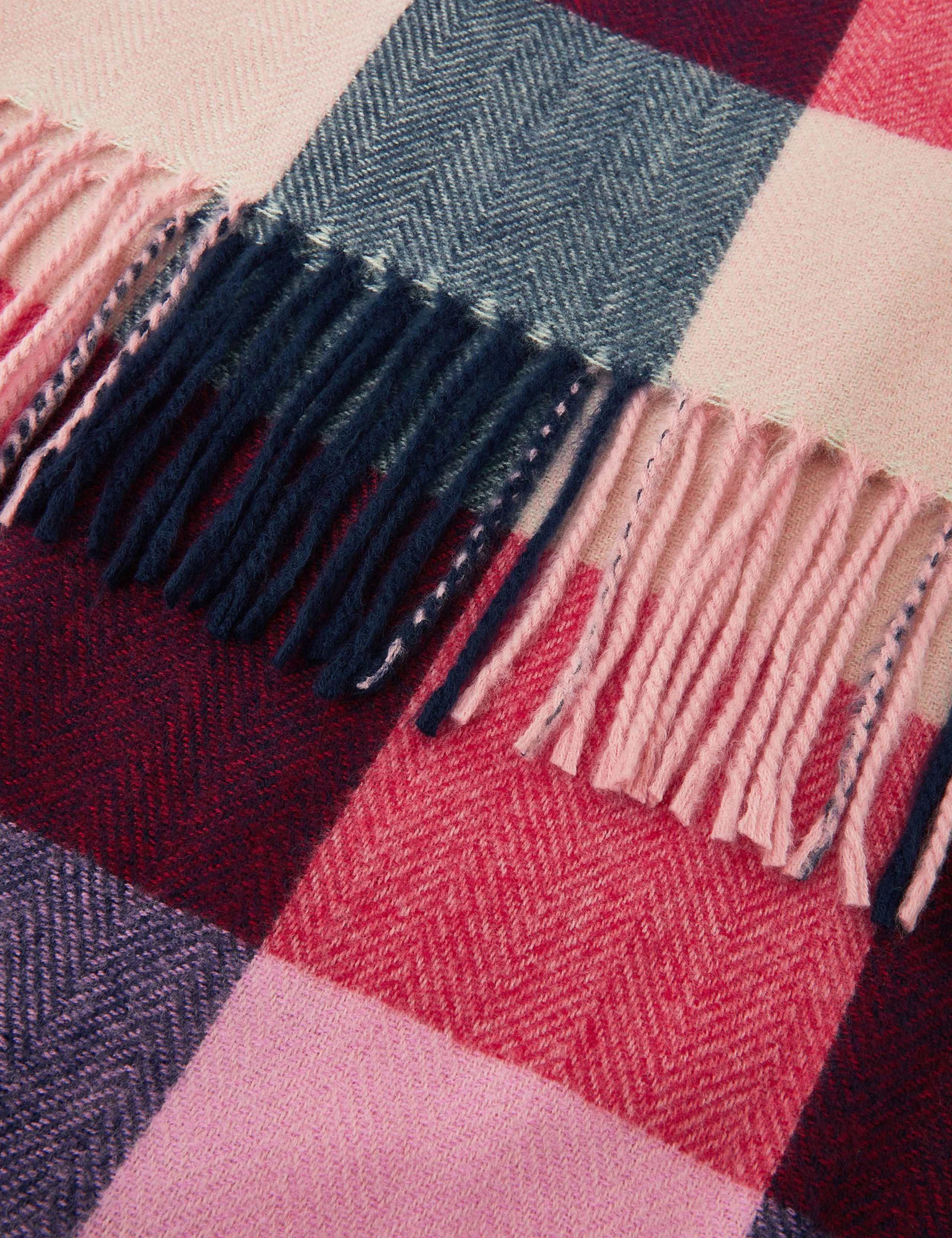 Woven Checked Fringed Blanket Scarf 2 of 2