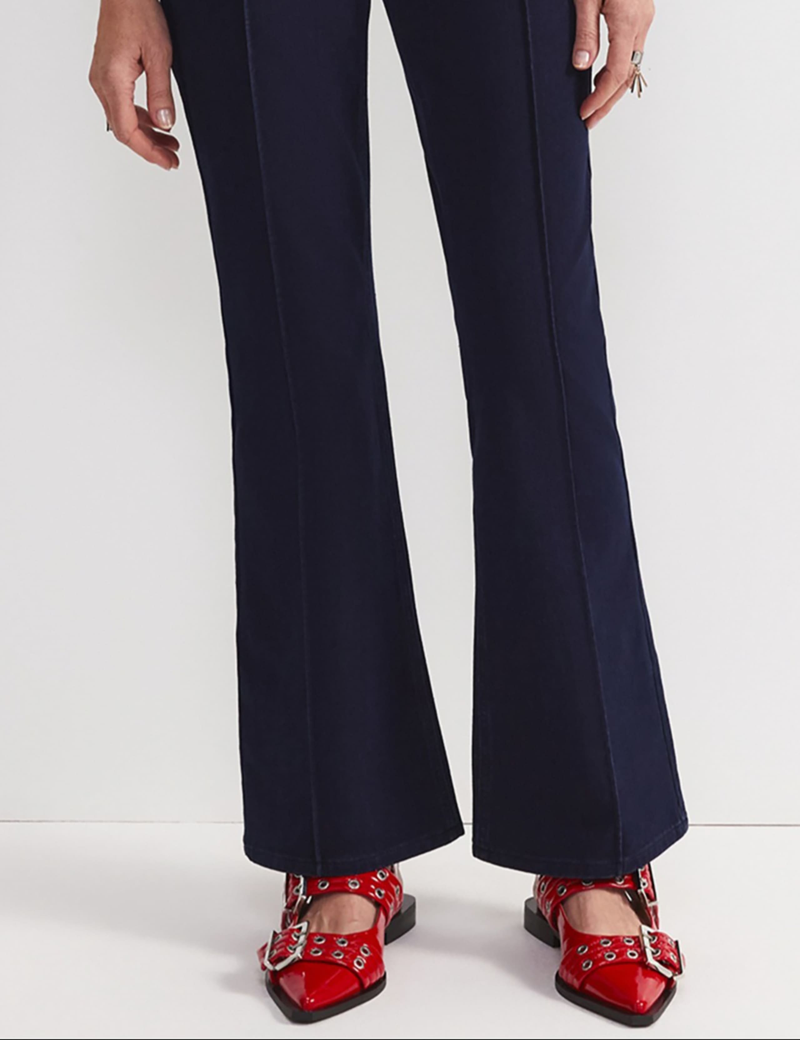 Mid Rise Pintuck Flared Jeans 4 of 5