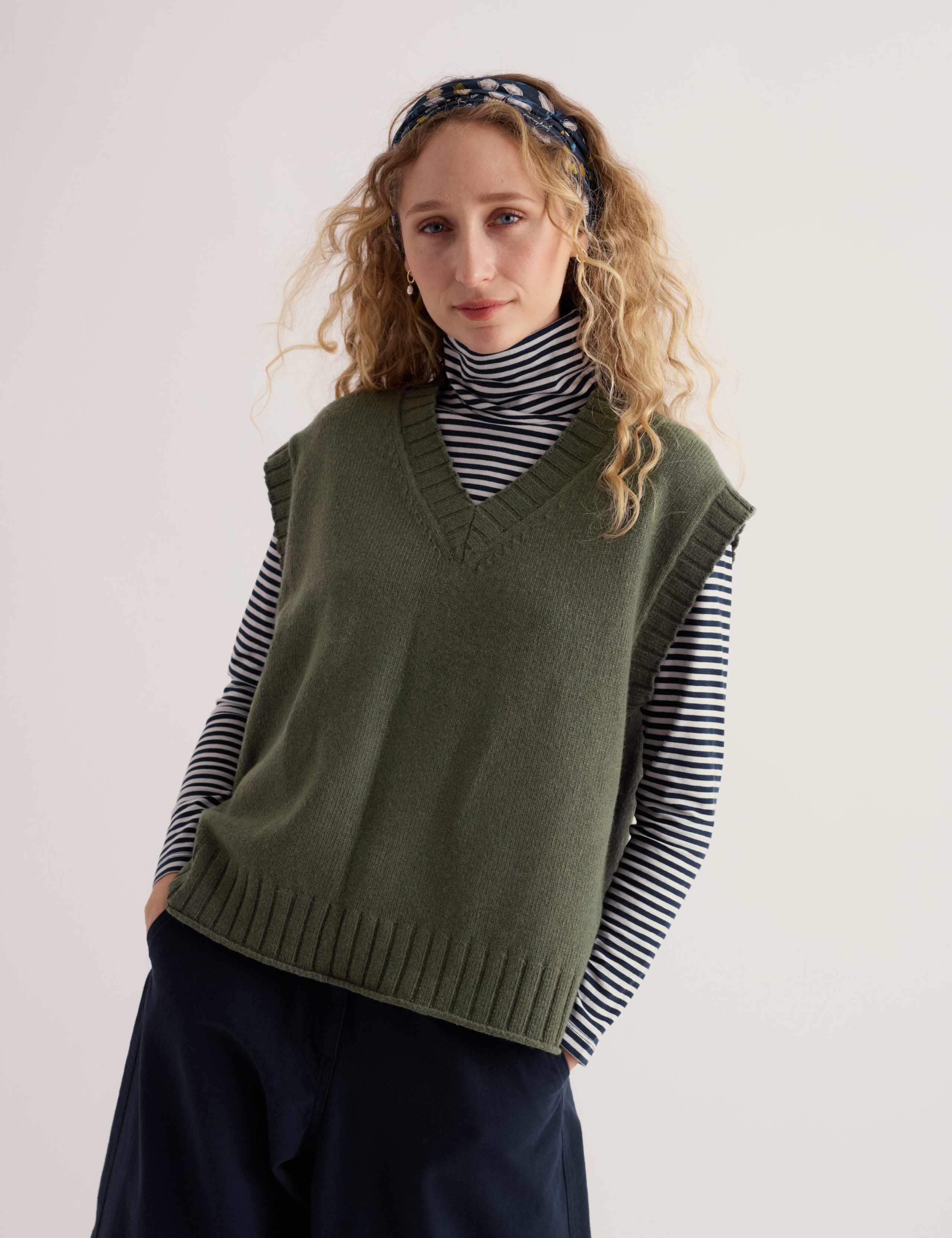 Cotton Blend Knitted Vest with Merino Wool 3 of 5