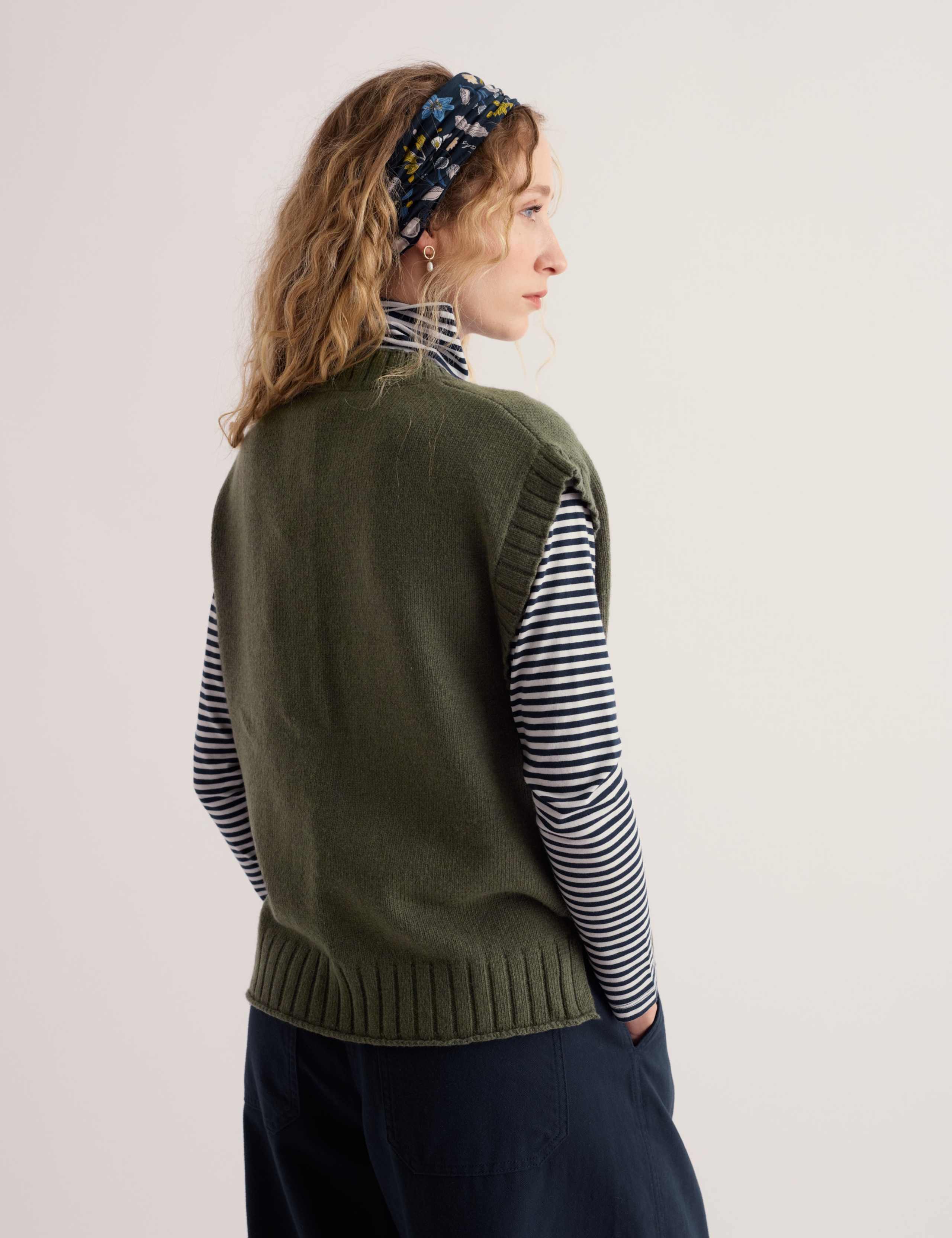 Cotton Blend Knitted Vest with Merino Wool 5 of 5