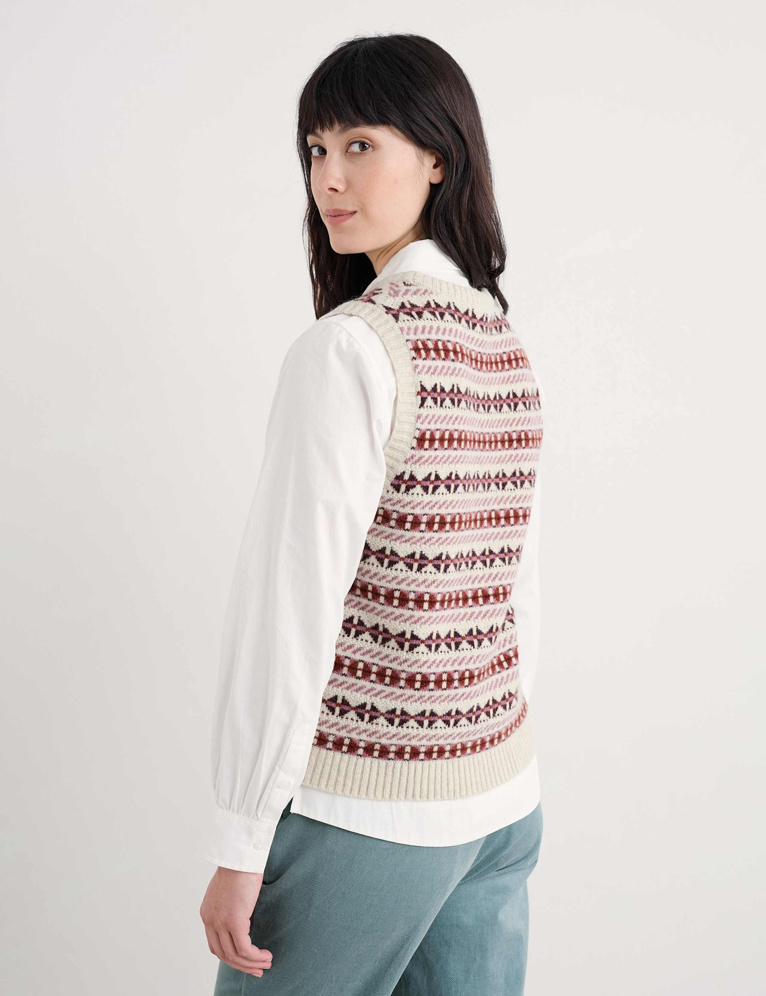 Merino Wool Rich Crew Neck Knitted Vest 4 of 5