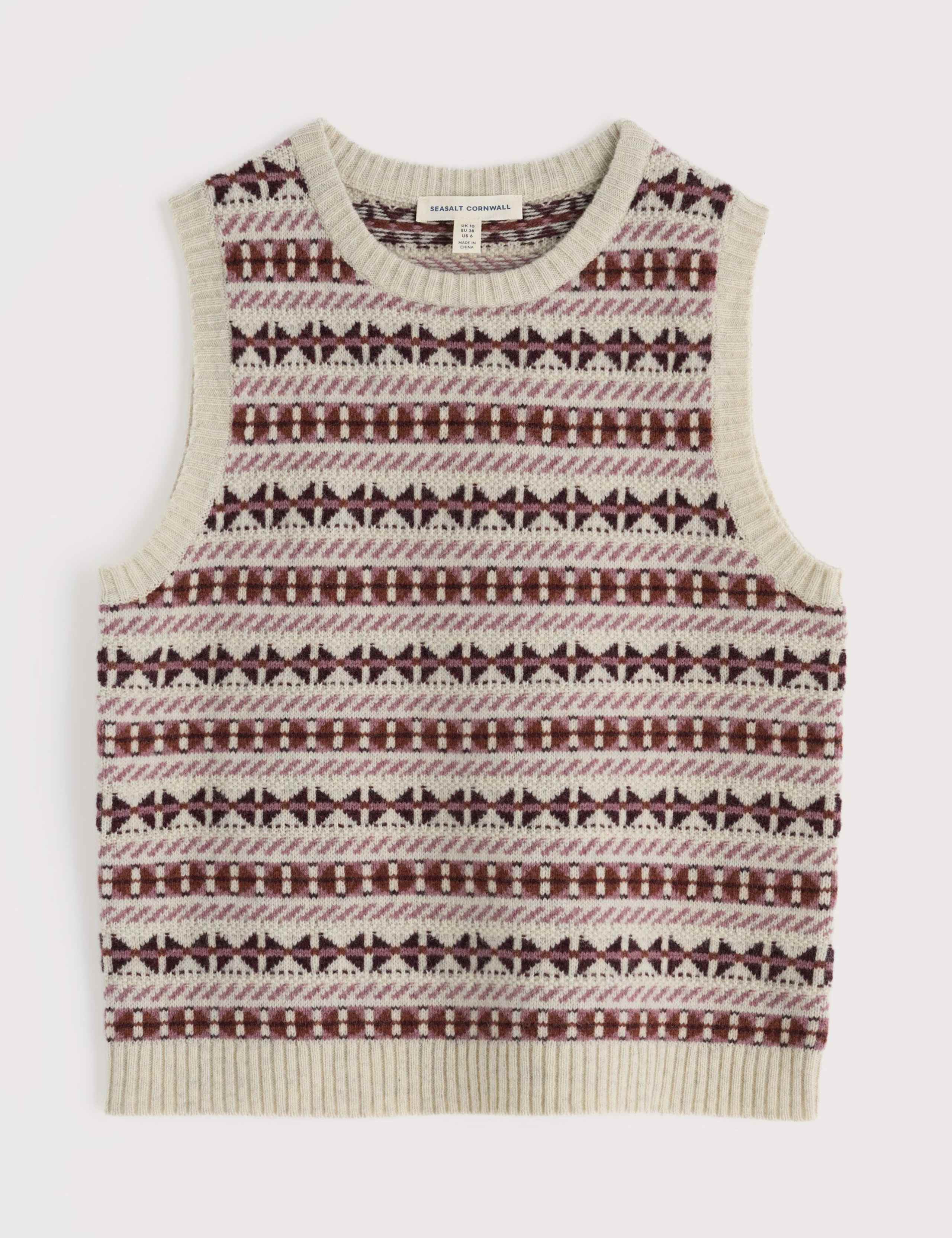 Merino Wool Rich Crew Neck Knitted Vest 2 of 5