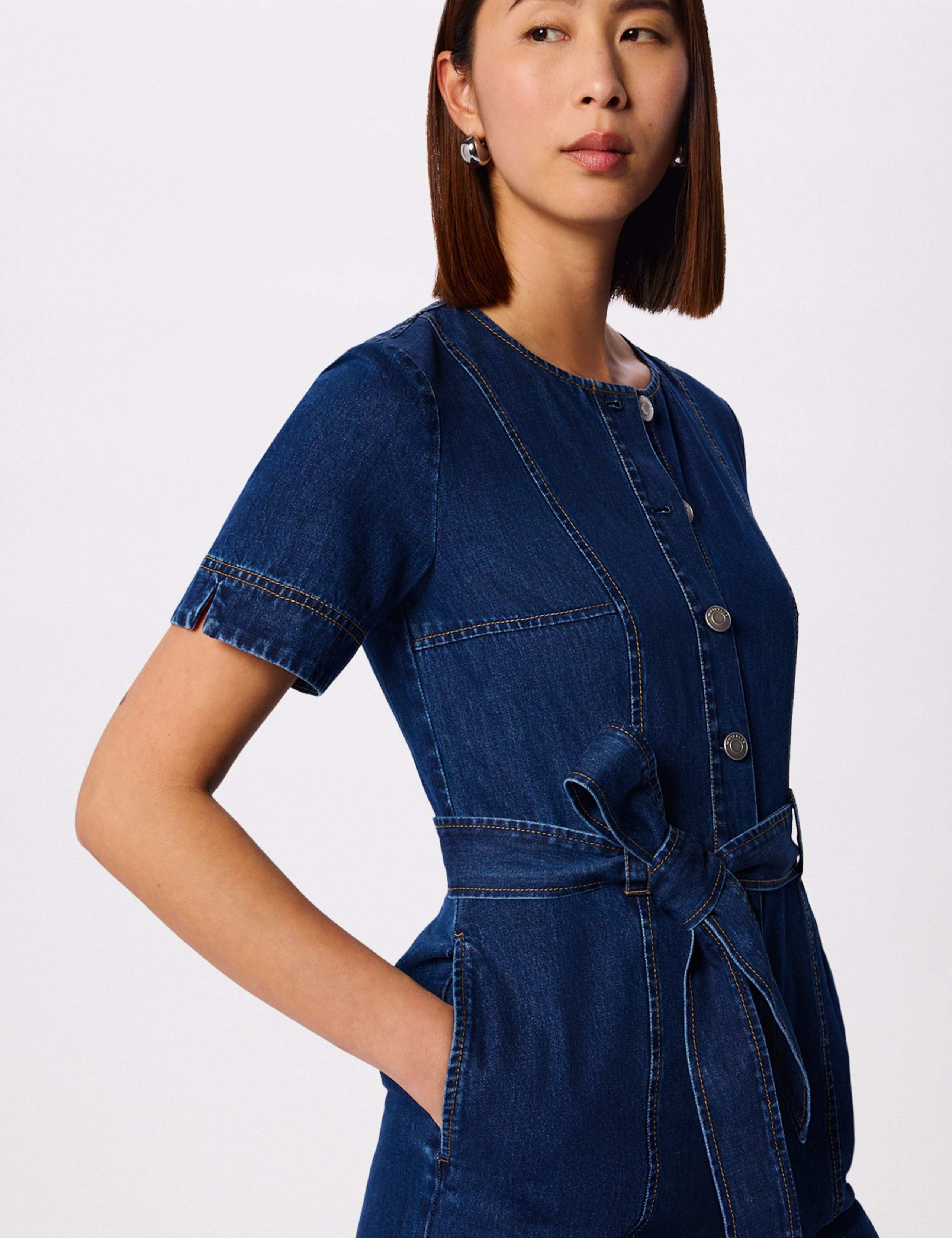 Pure Cotton Button Front Short Sleeve Jumpsuit 5 of 6