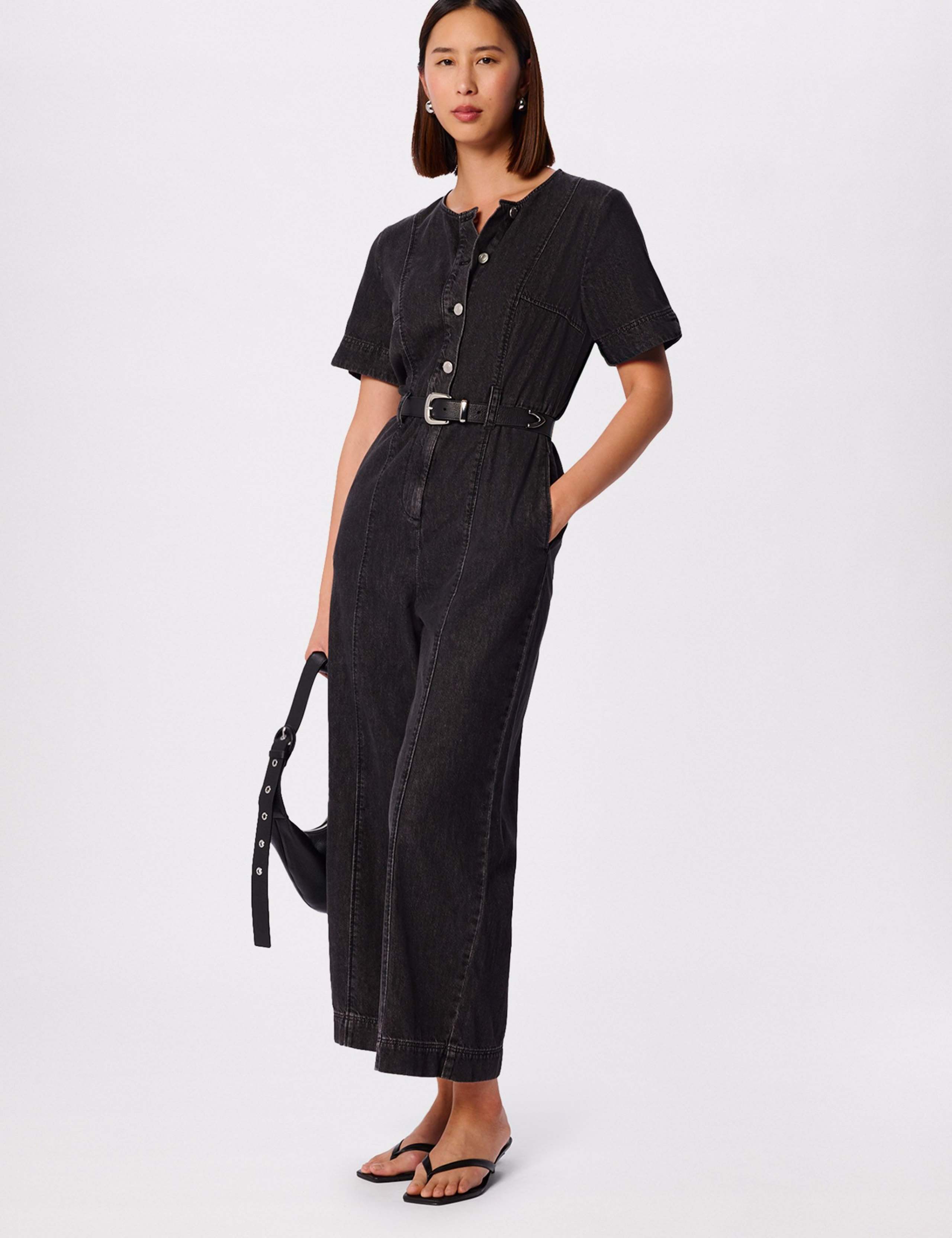 Pure Cotton Button Front Short Sleeve Jumpsuit 3 of 7