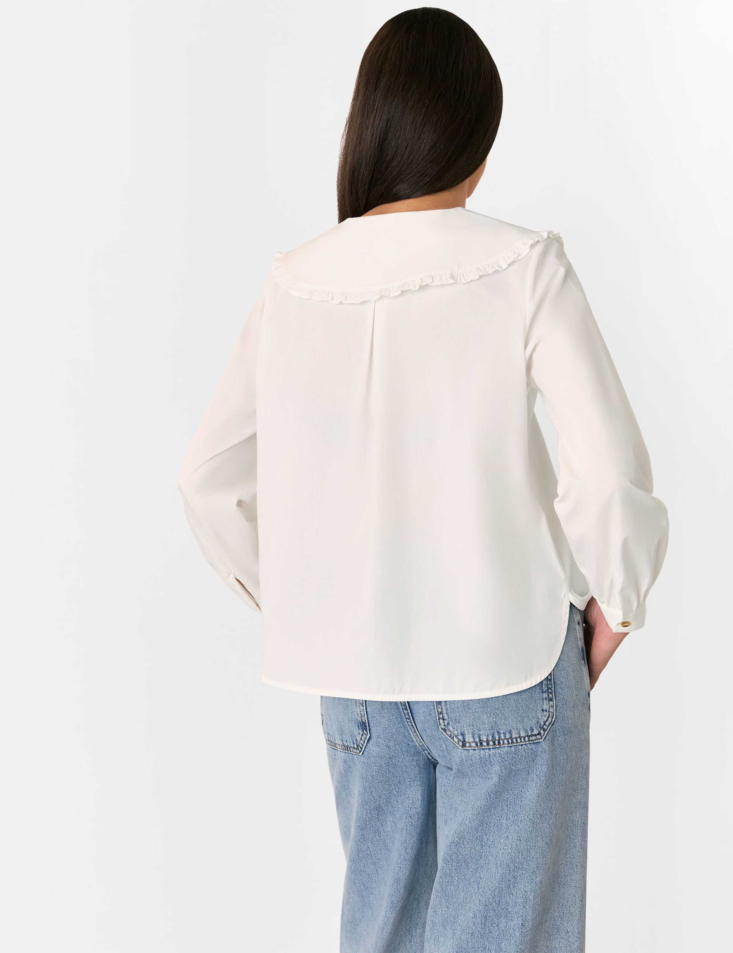 Pure Cotton Oversized Collared Blouse 3 of 4