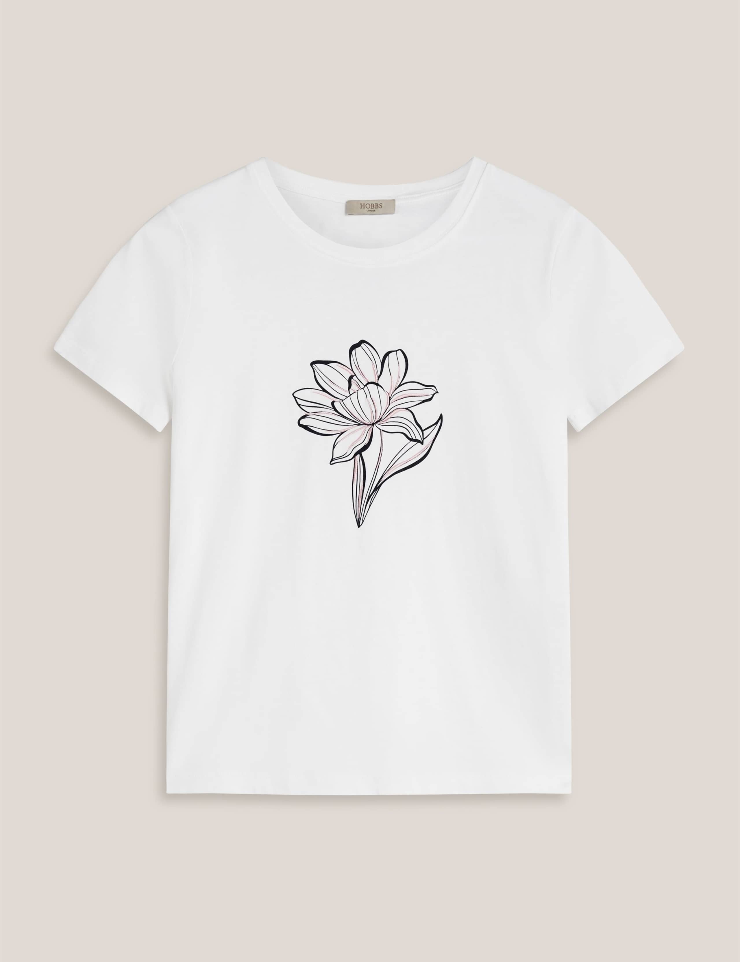 Pure Cotton Floral Relaxed T-Shirt 2 of 5