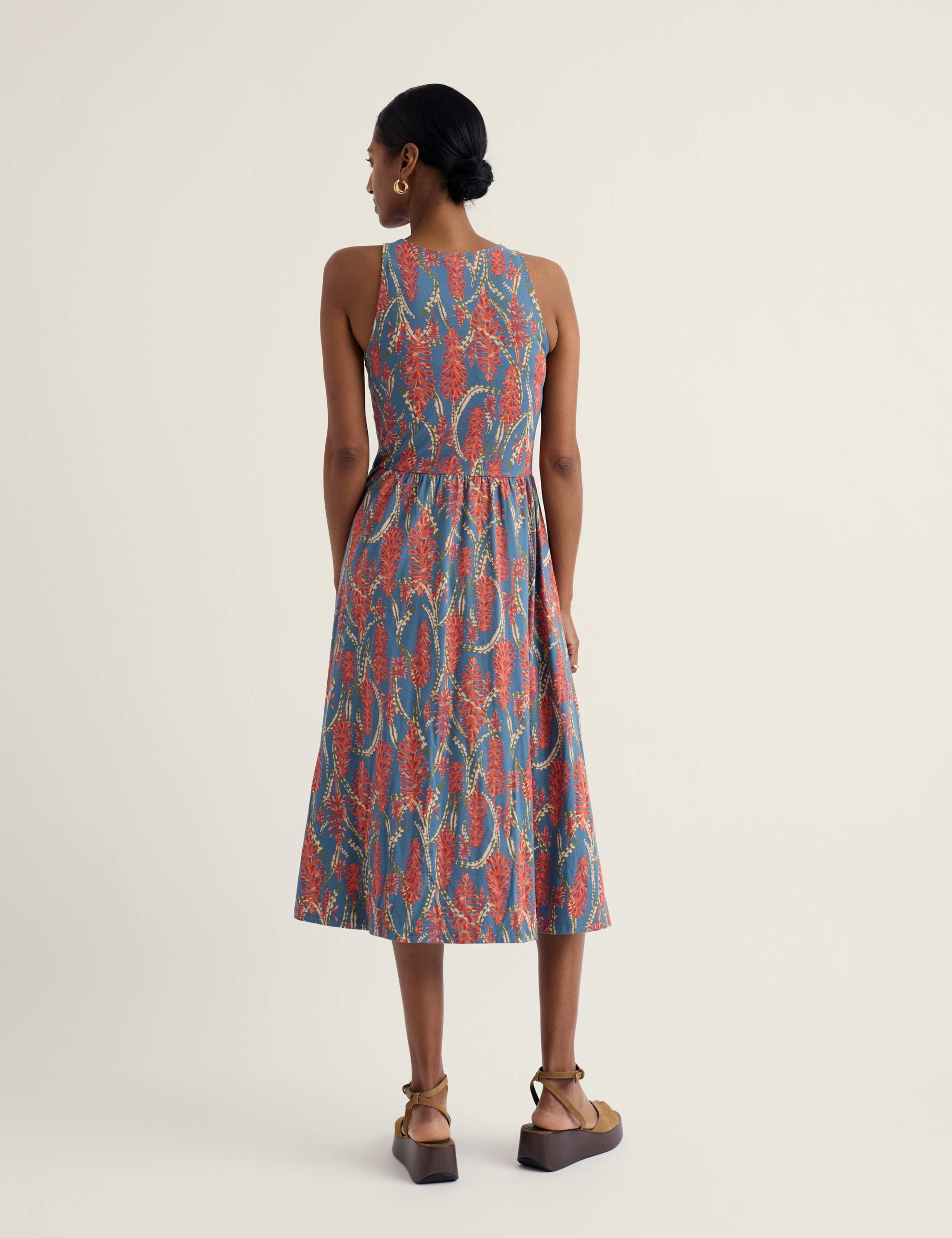Jersey Floral Midi Waisted Dress 3 of 5