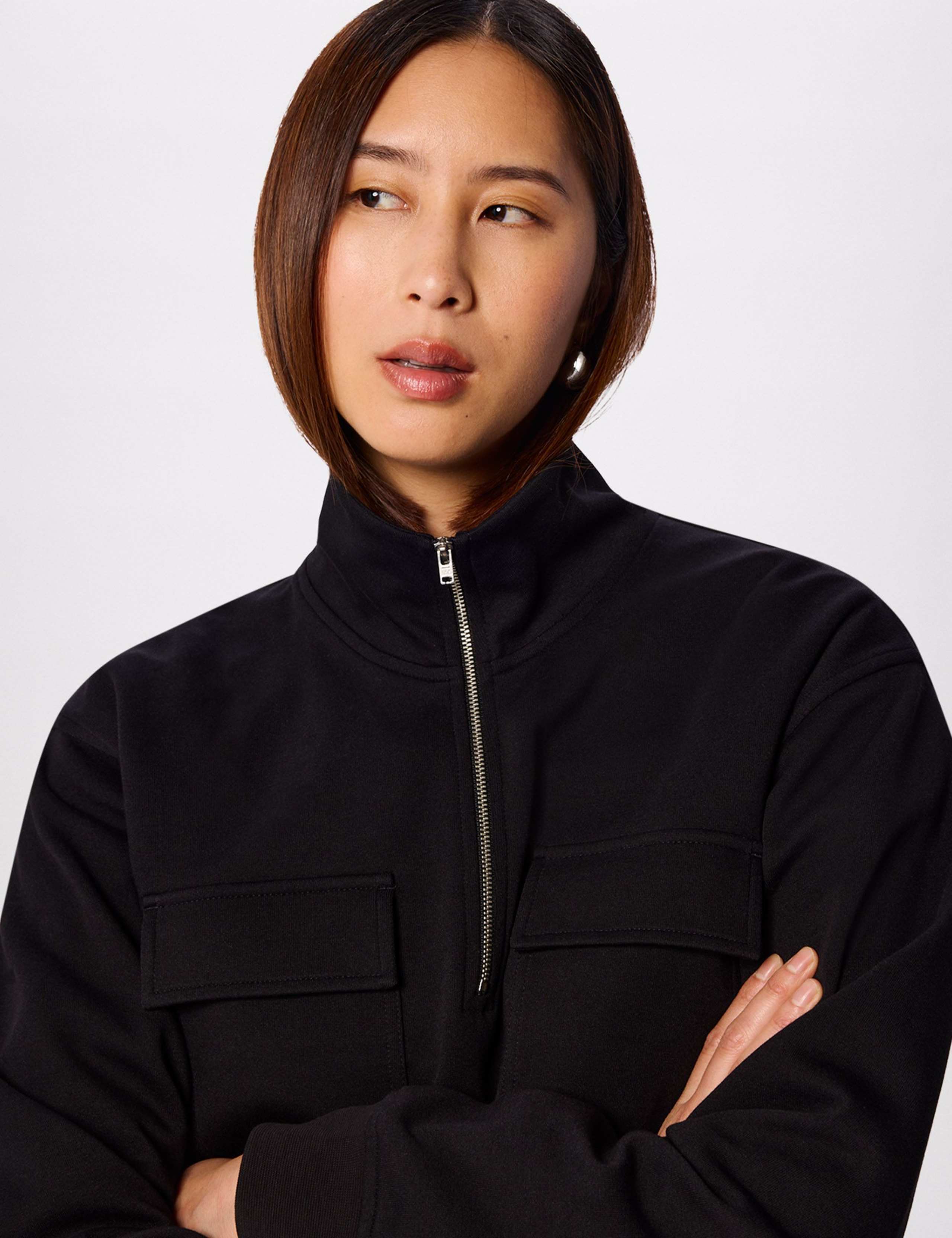 Cotton Rich Funnel Neck Quarter Zip Sweatshirt 5 of 6