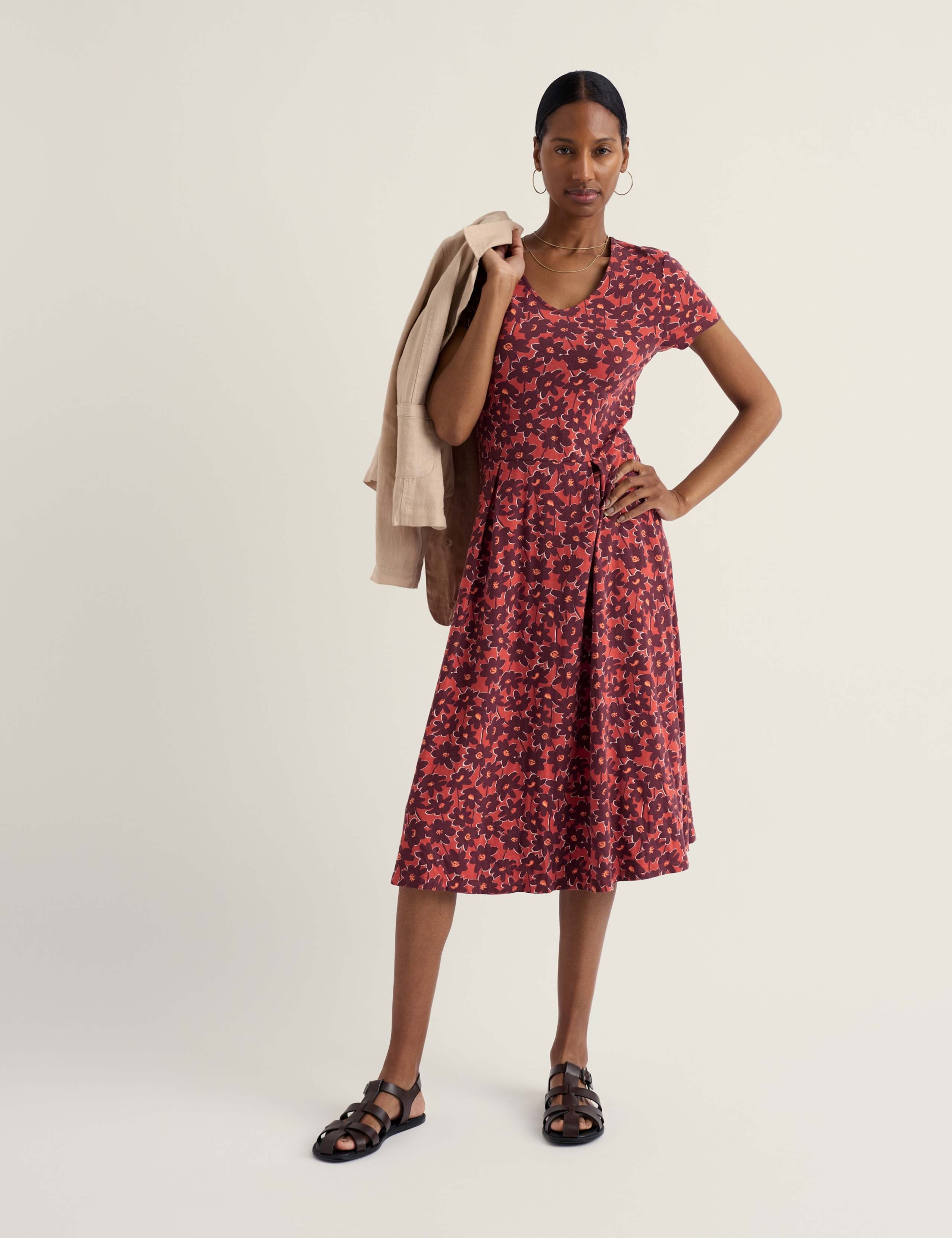 Jersey Floral Midi Skater Dress 3 of 6