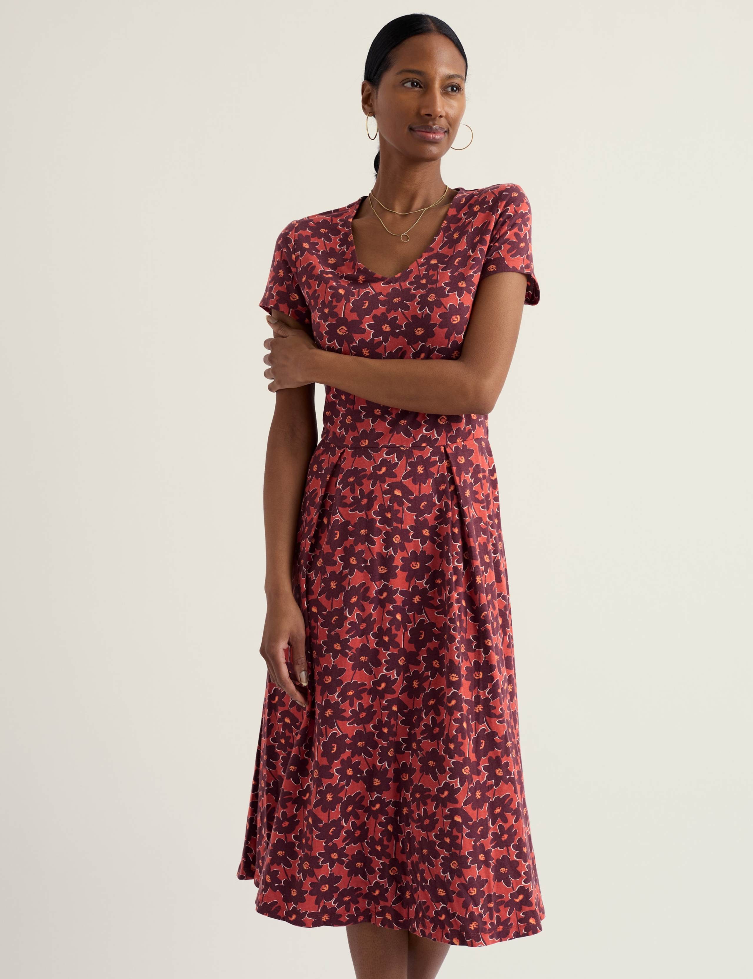 Jersey Floral Midi Skater Dress 4 of 6