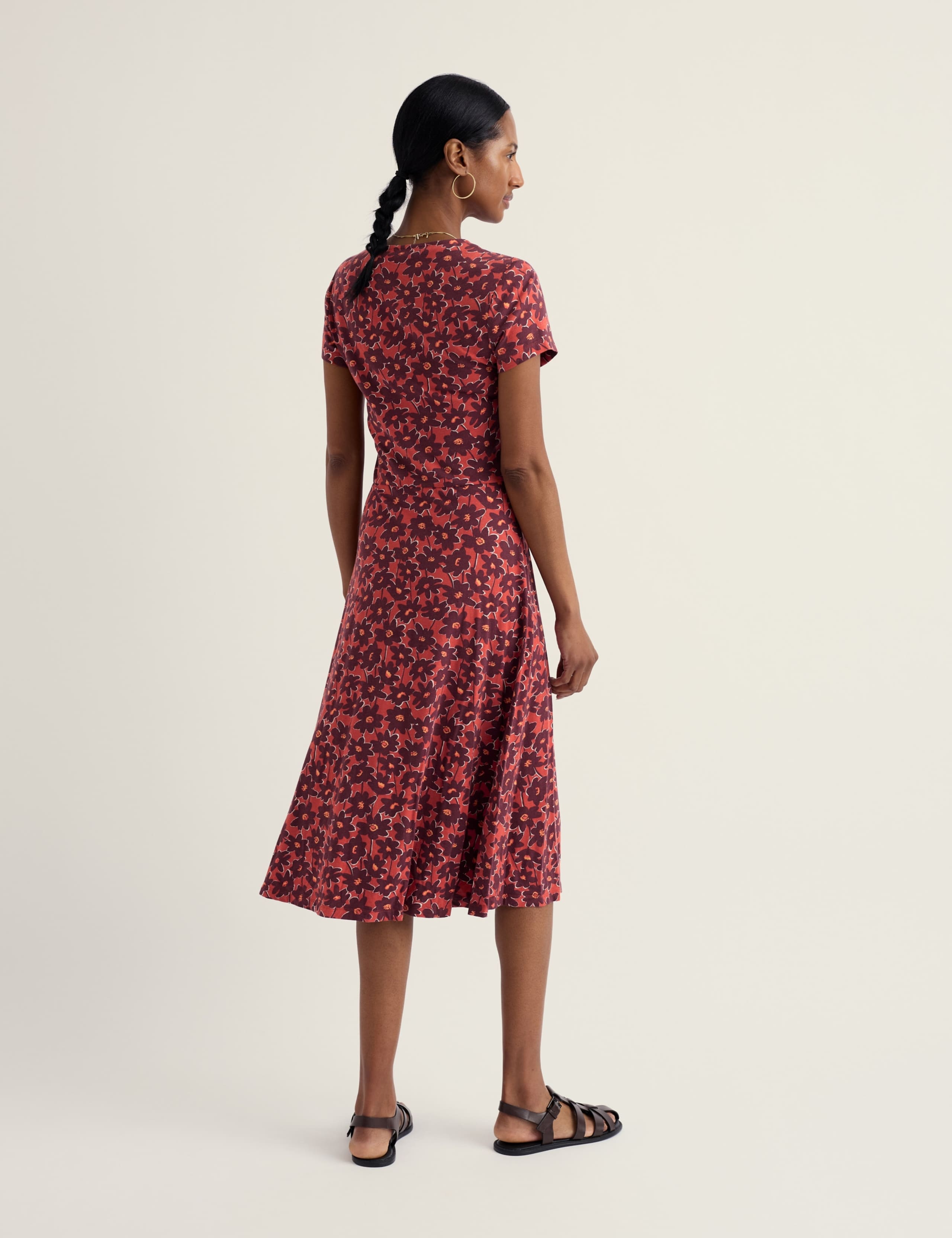 Jersey Floral Midi Skater Dress 5 of 6