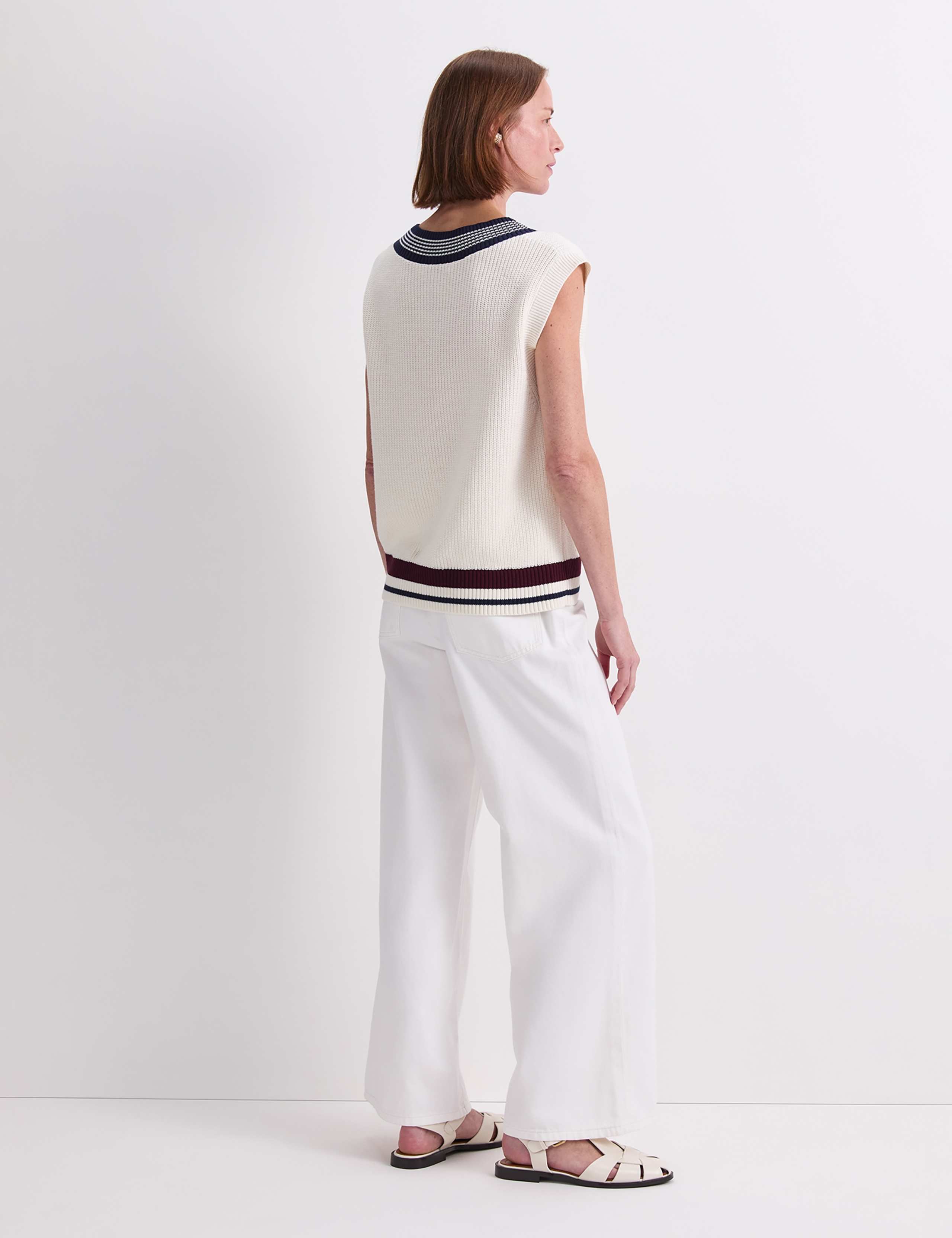 Pure Cotton Textured V-Neck Knitted Vest 3 of 7