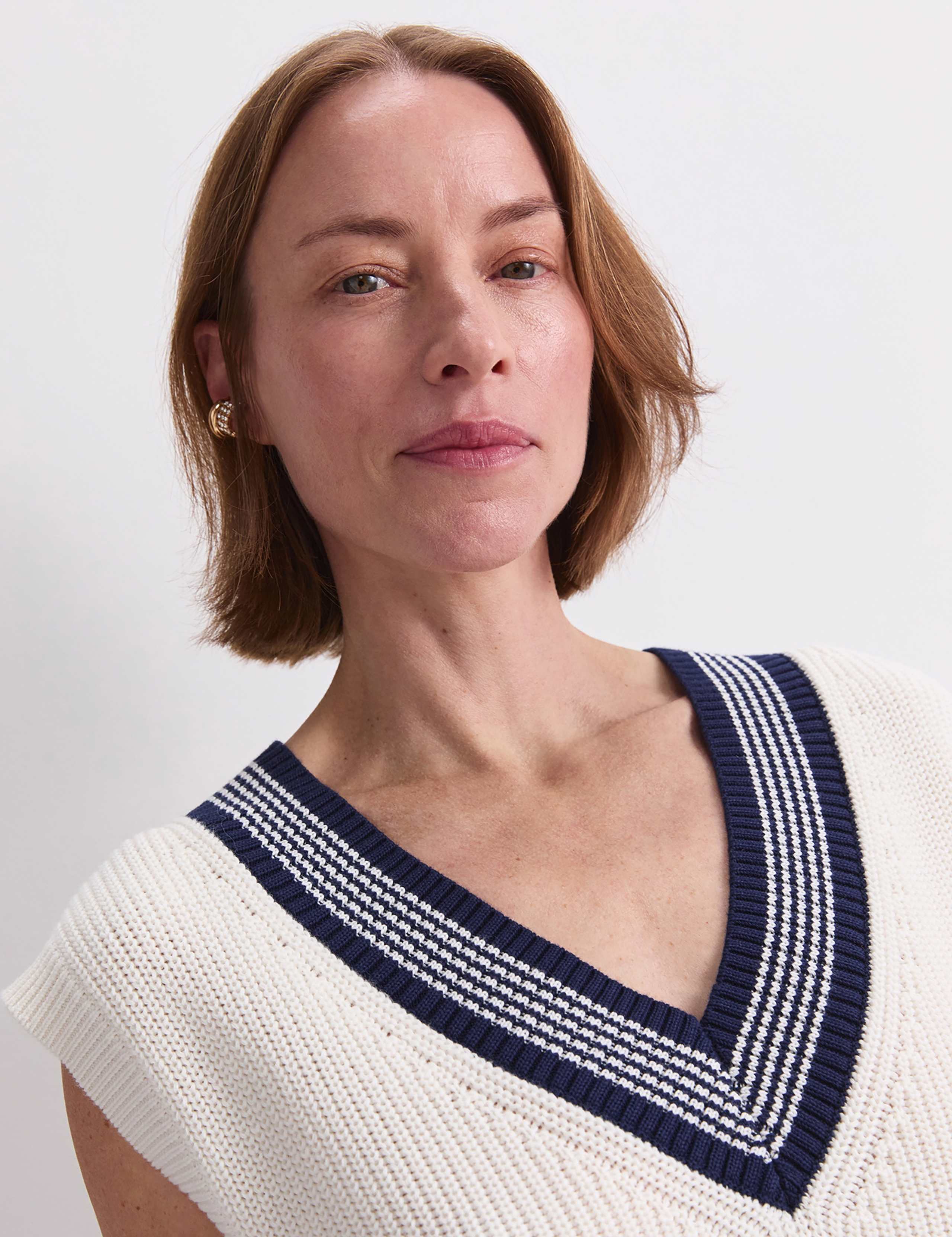 Pure Cotton Textured V-Neck Knitted Vest 6 of 7