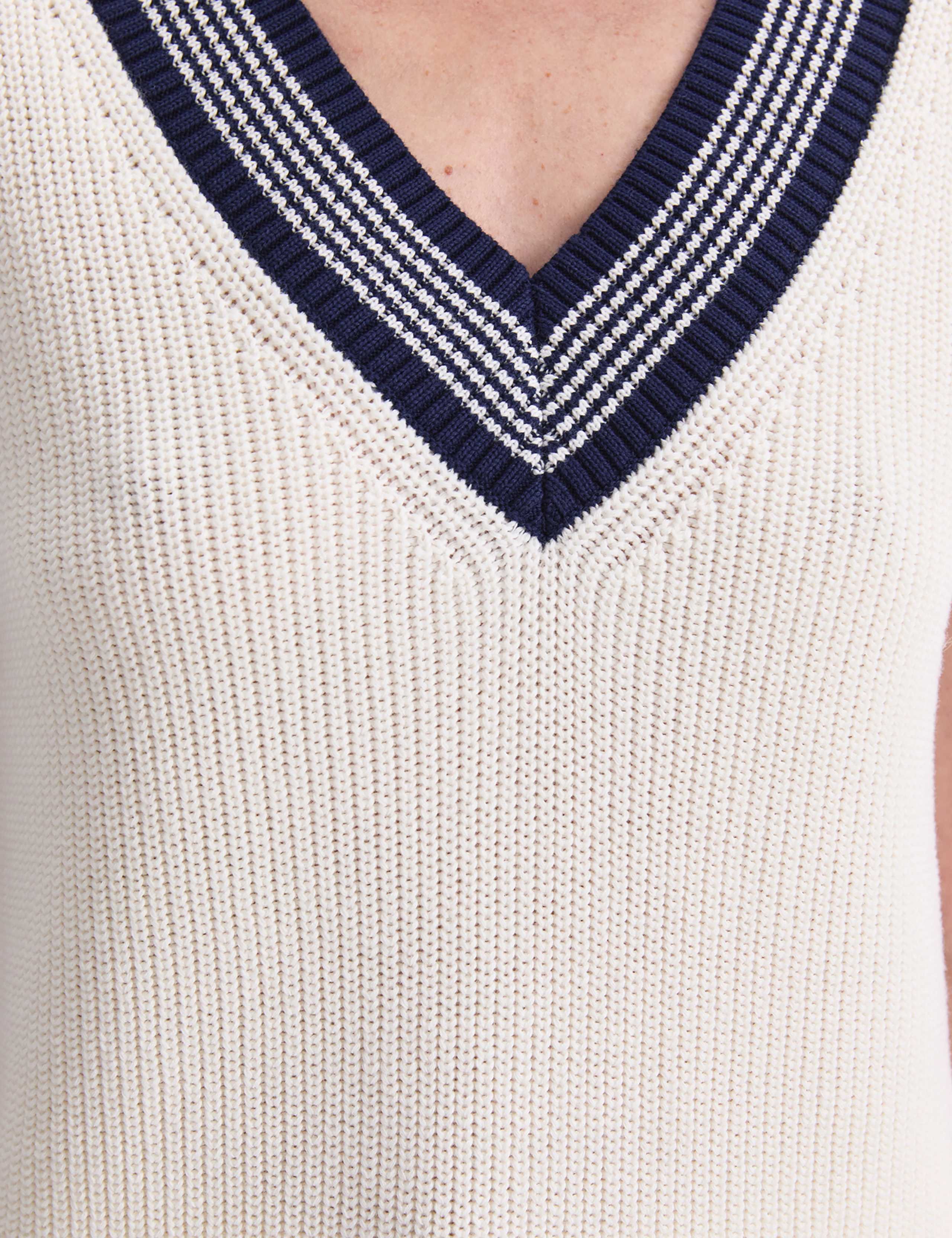 Pure Cotton Textured V-Neck Knitted Vest 7 of 7