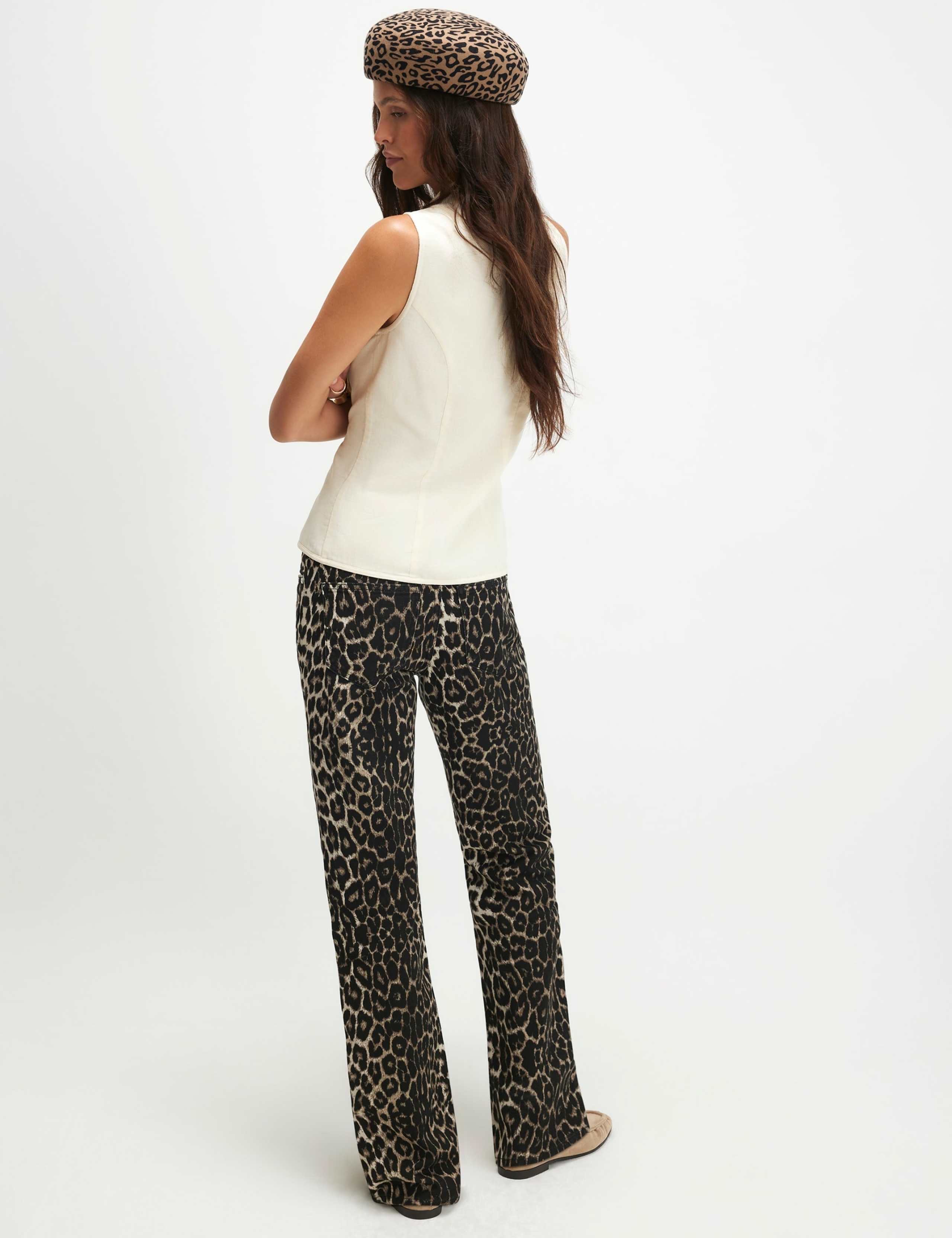 Leopard Print Slim Fit Straight Leg Jeans 2 of 4