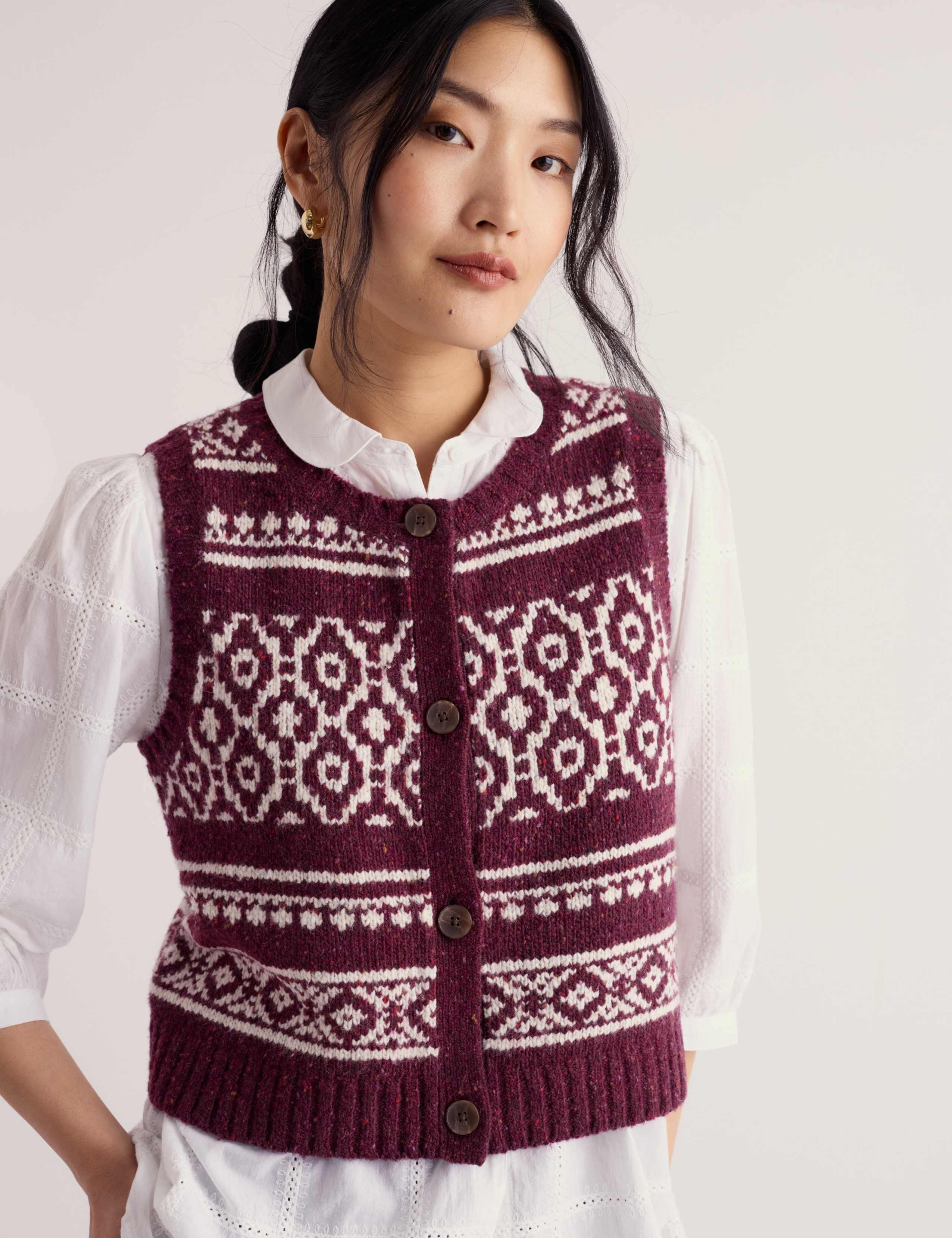 Merino Wool Rich Fair Isle Knitted Vest 4 of 5