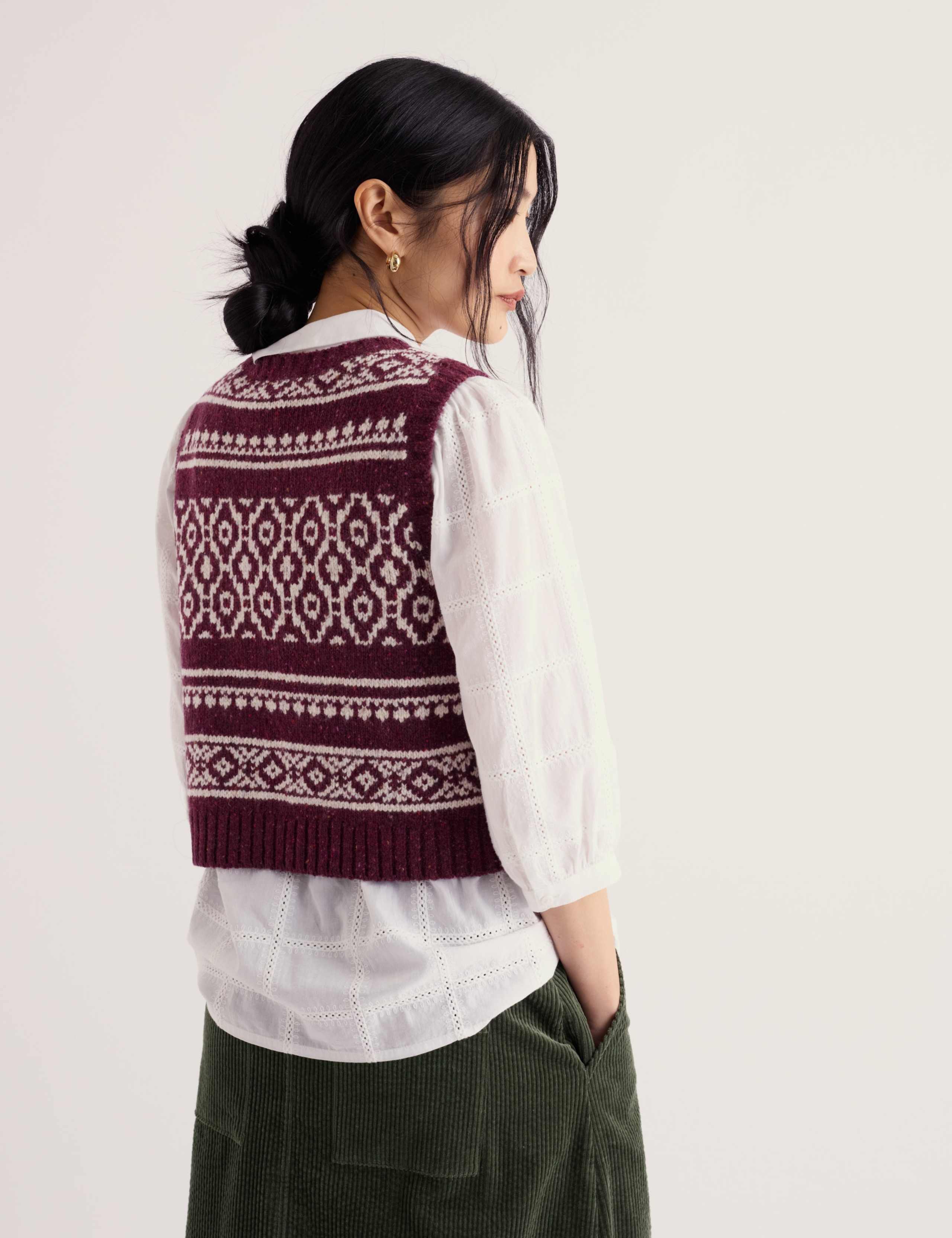 Merino Wool Rich Fair Isle Knitted Vest 5 of 5