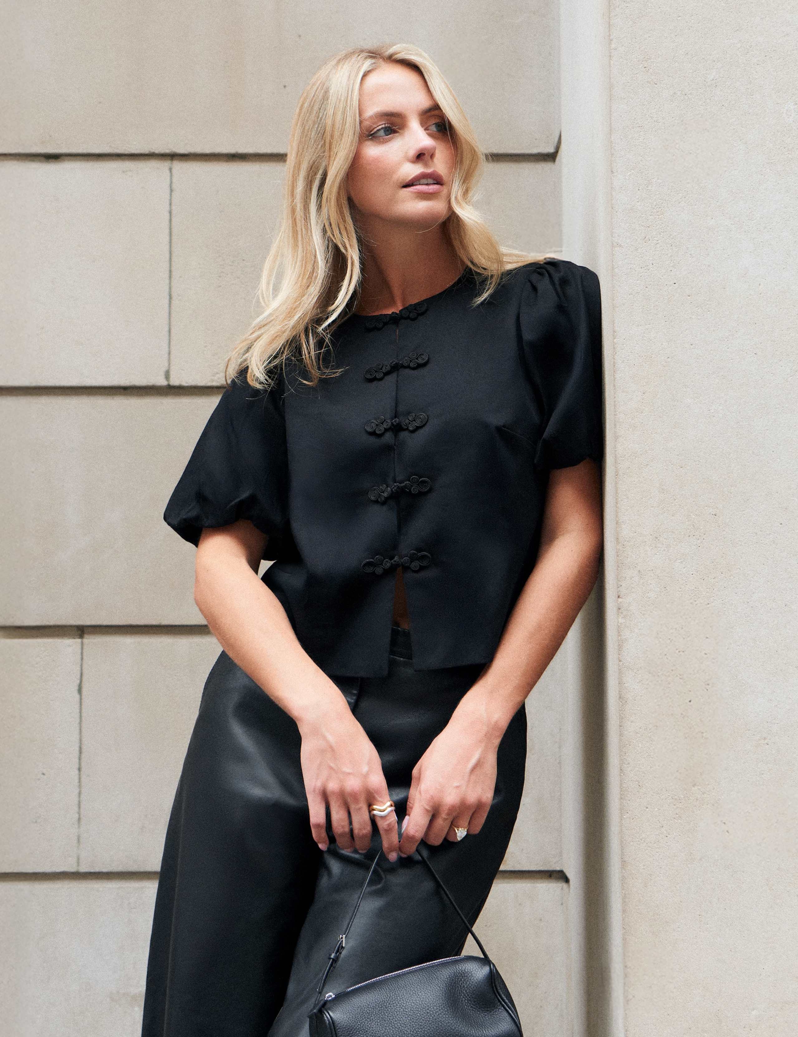 Cotton Rich Puff Sleeve Crop Top 1 of 6