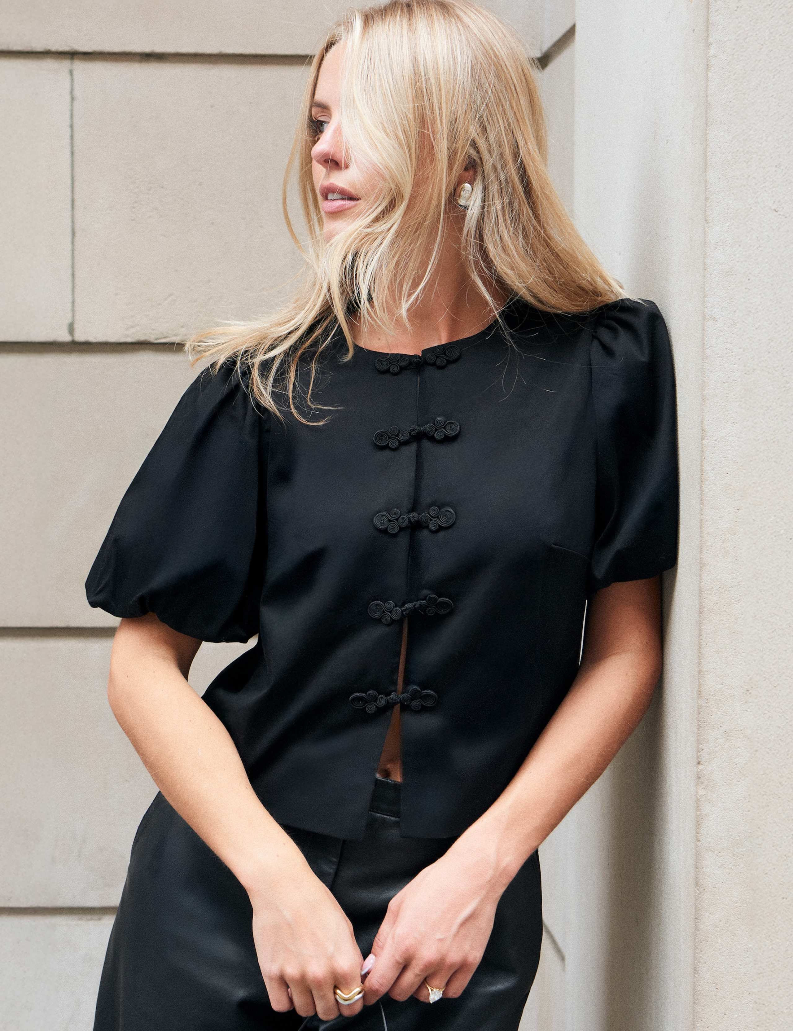 Cotton Rich Puff Sleeve Crop Top 2 of 6