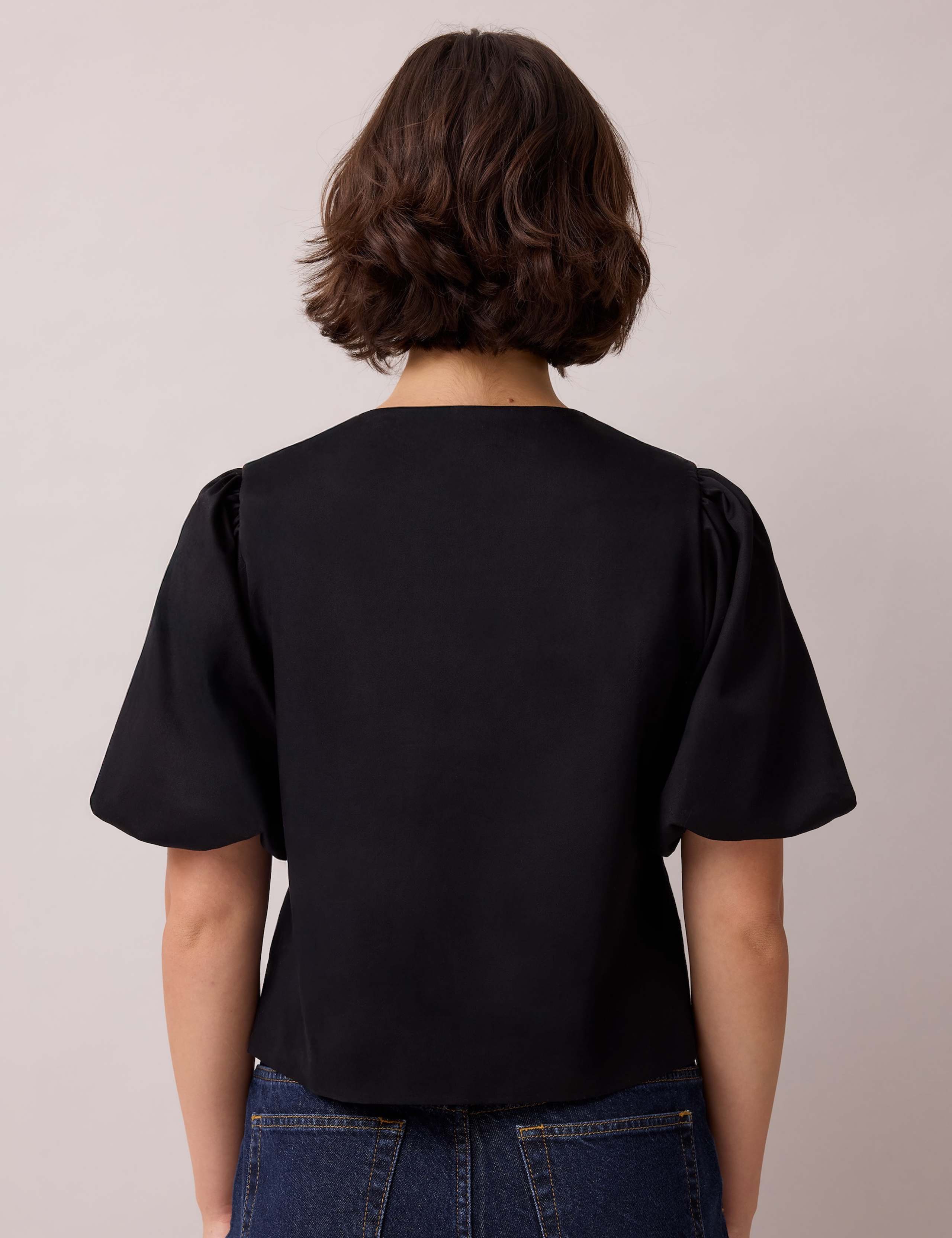 Cotton Rich Puff Sleeve Crop Top 6 of 6