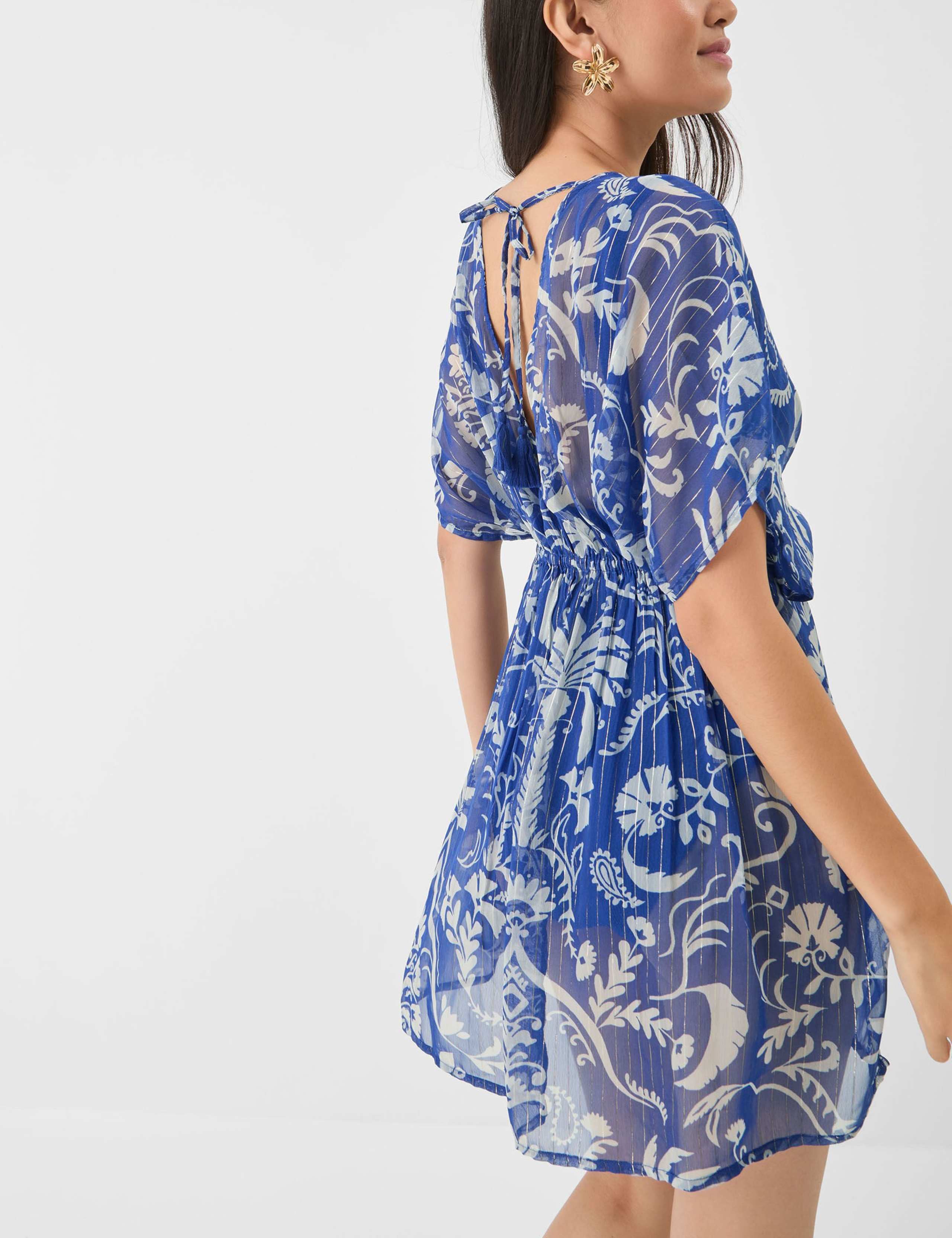 Chiffon Printed V-Neck Mini Kaftan 4 of 5