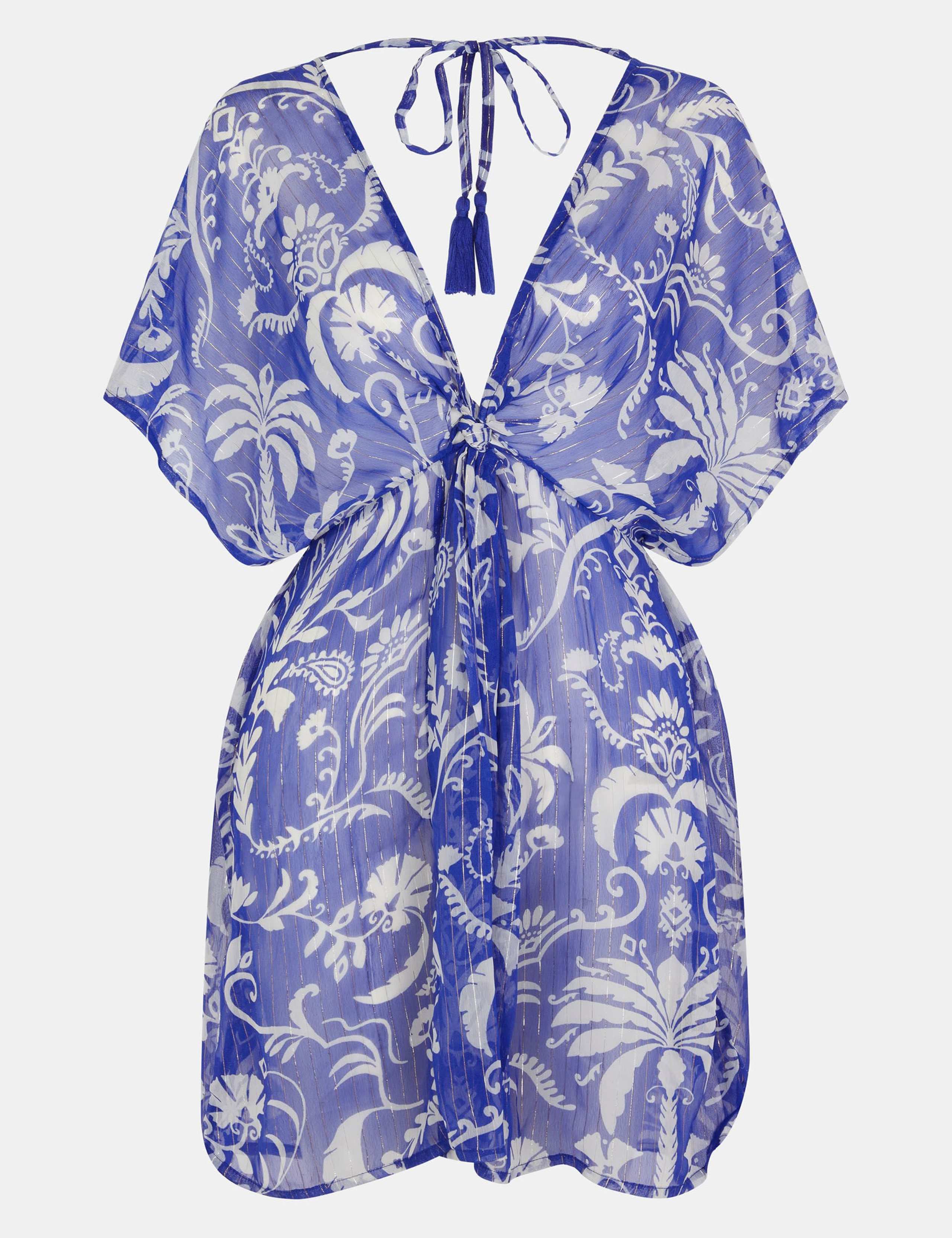Chiffon Printed V-Neck Mini Kaftan 2 of 5