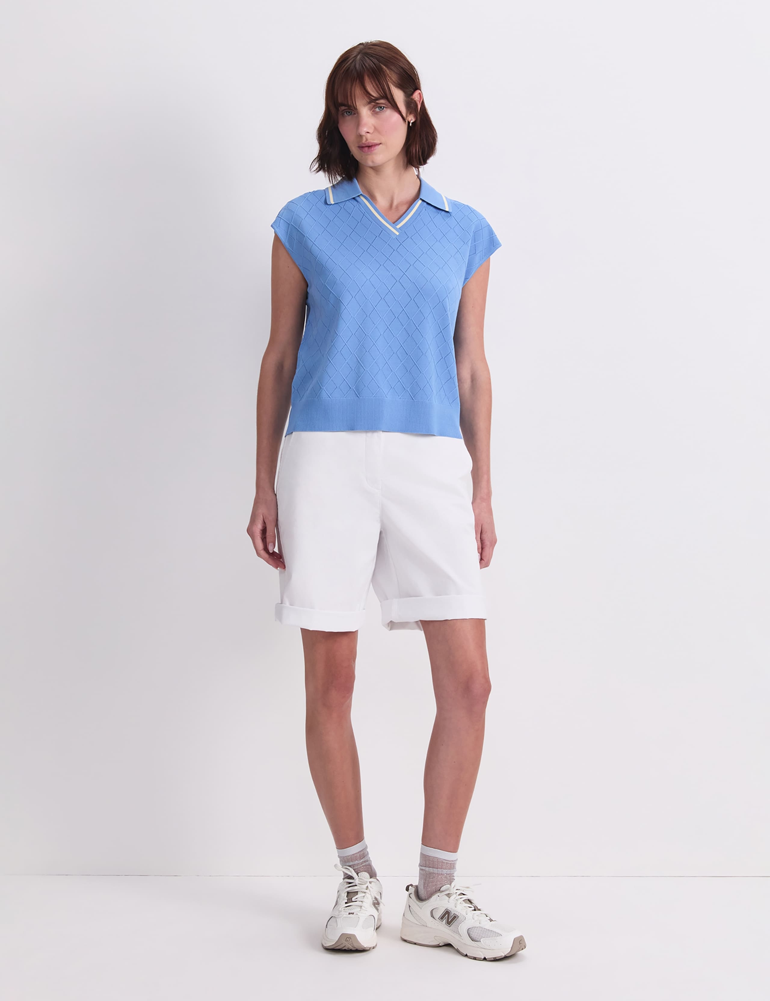 Knitted Argyle Textured Polo Shirt 2 of 7