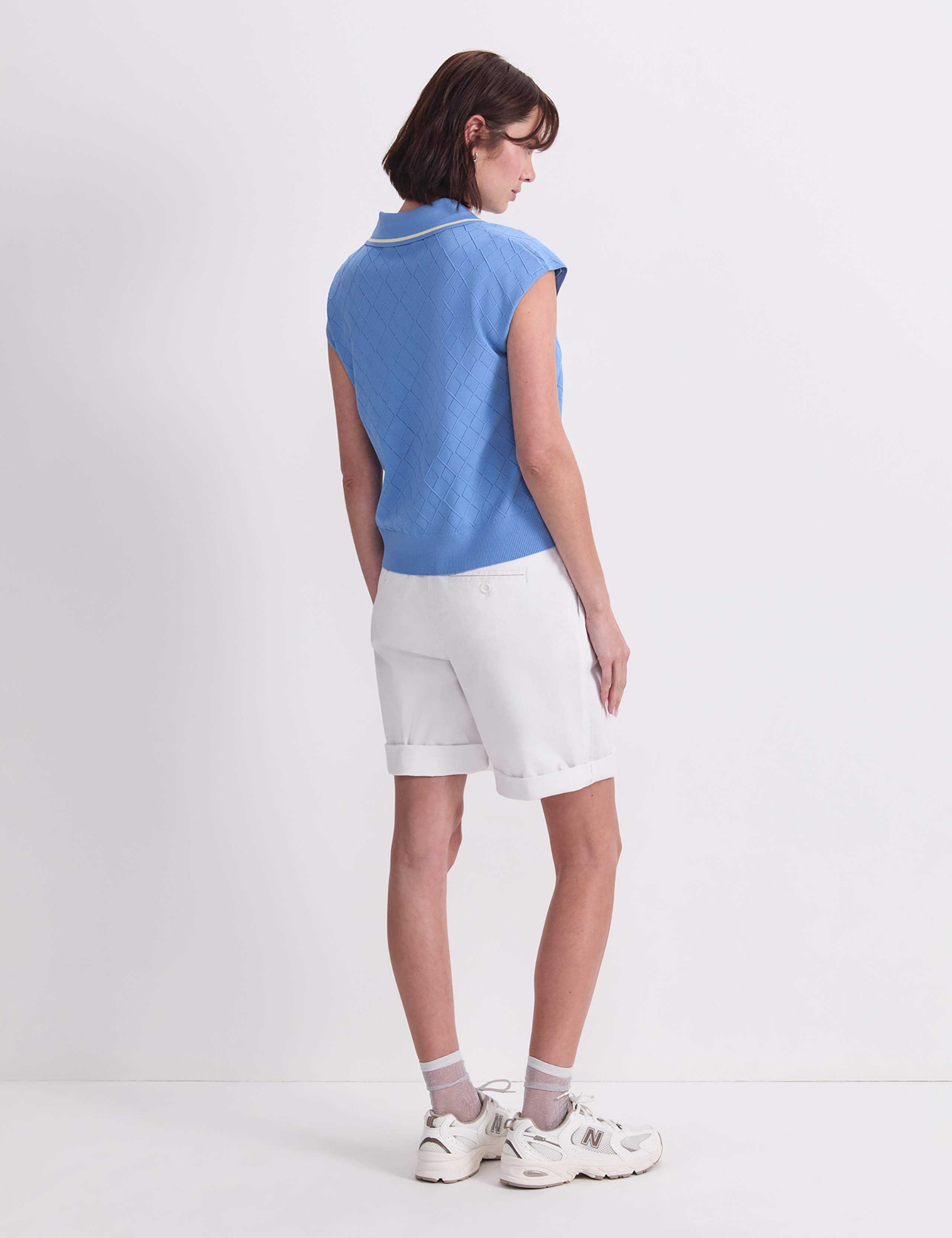 Knitted Argyle Textured Polo Shirt 3 of 7