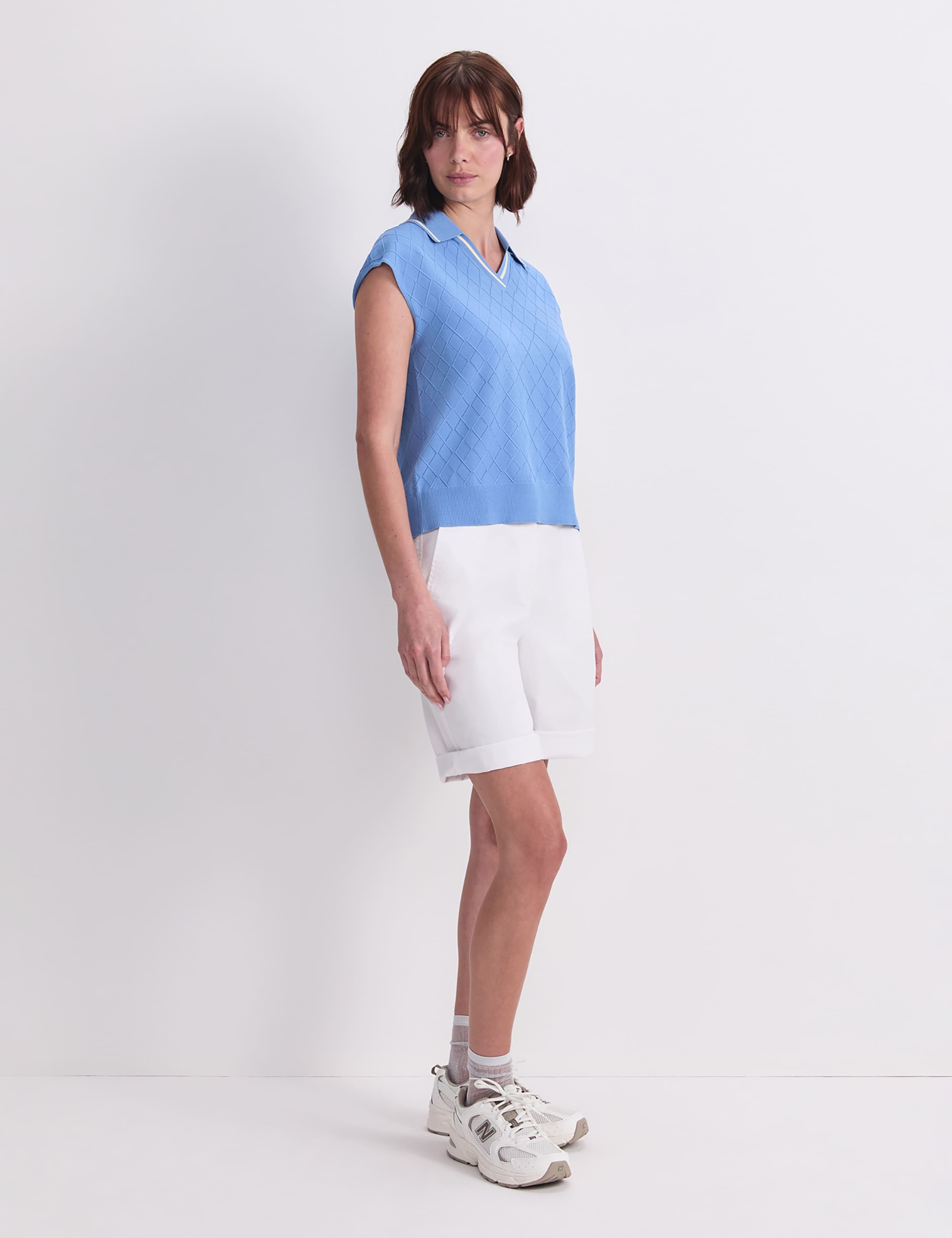 Knitted Argyle Textured Polo Shirt 4 of 7