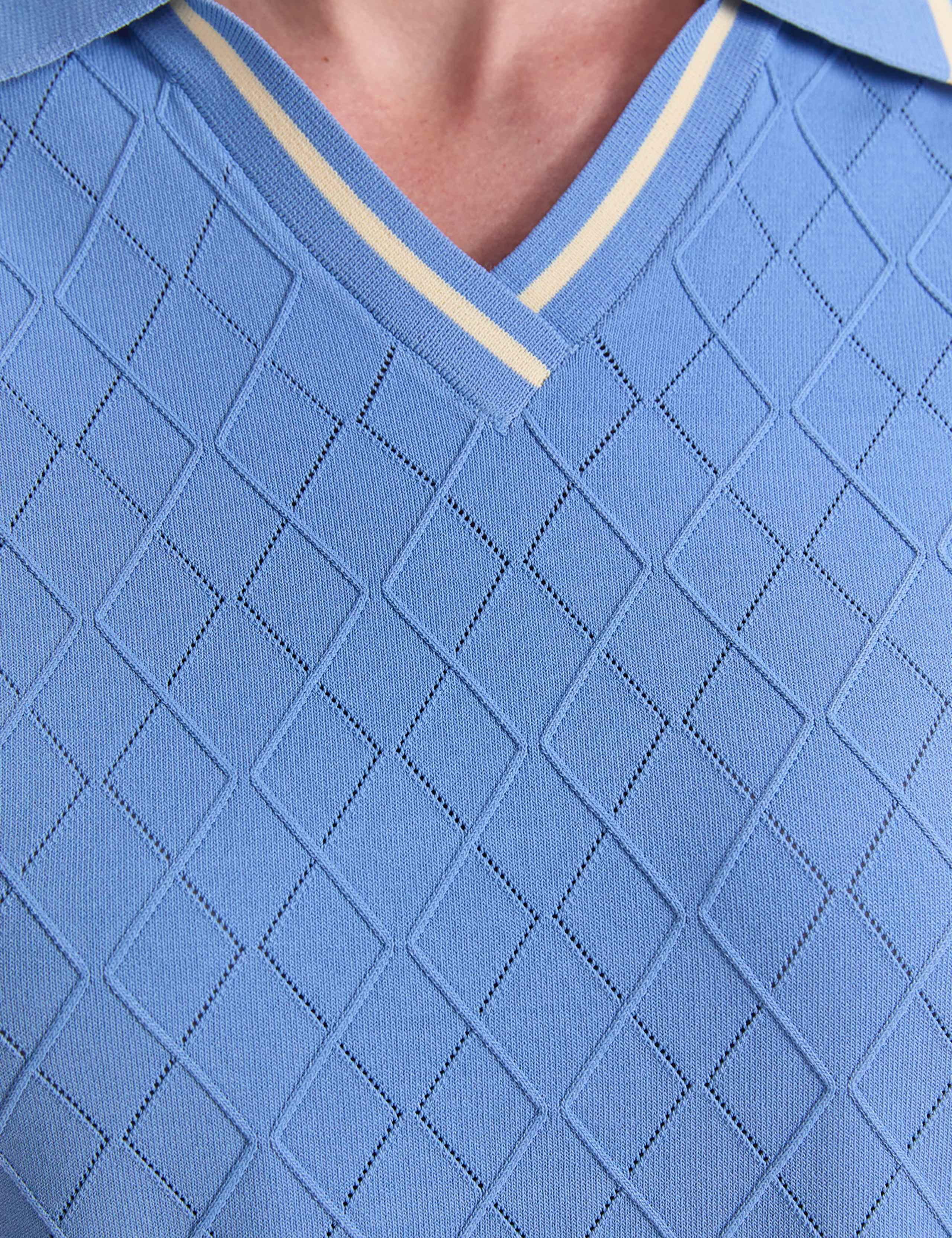 Knitted Argyle Textured Polo Shirt 7 of 7