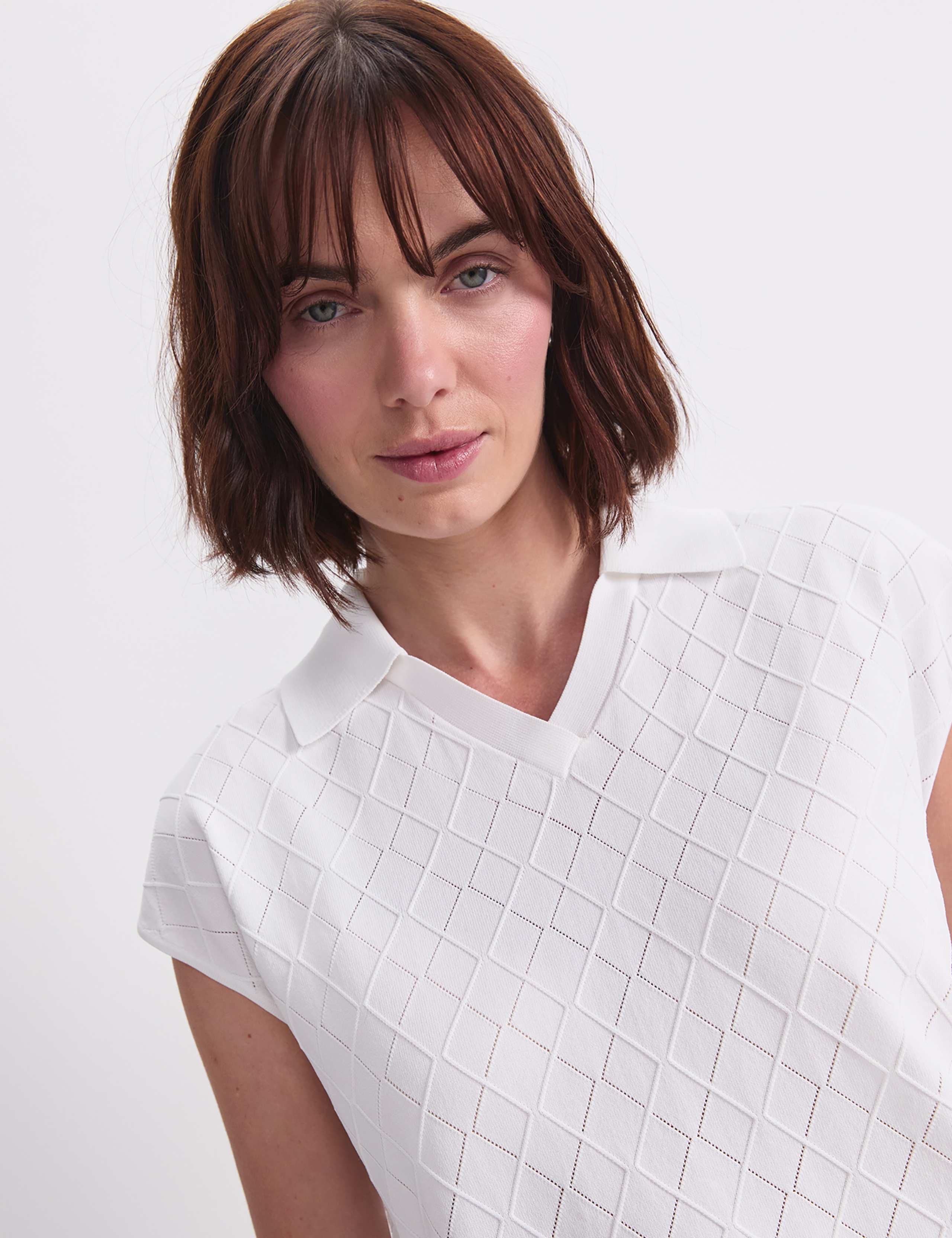 Knitted Argyle Textured Polo Shirt 5 of 6
