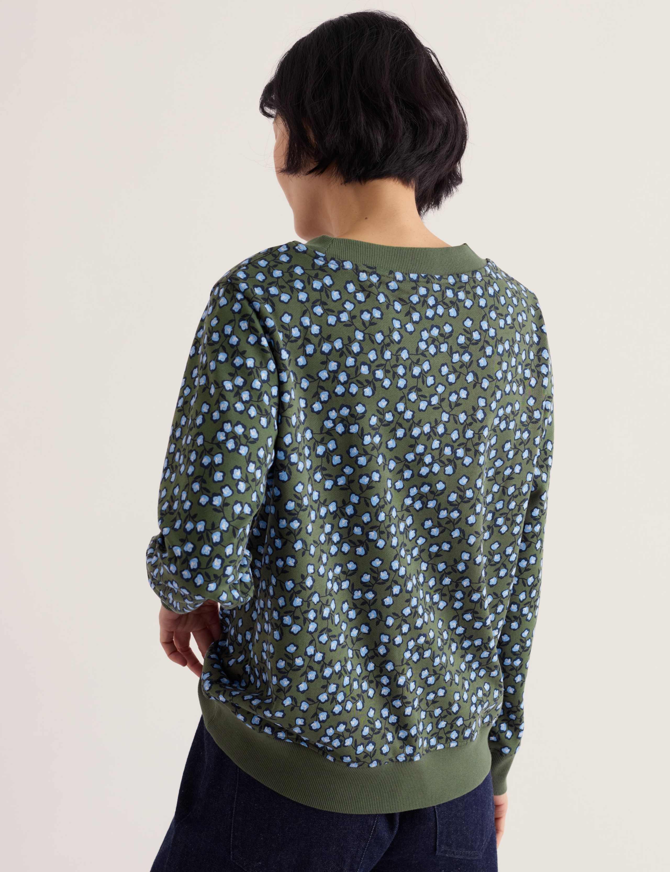 Pure Cotton Floral Relaxed Sweatshirt 4 of 5