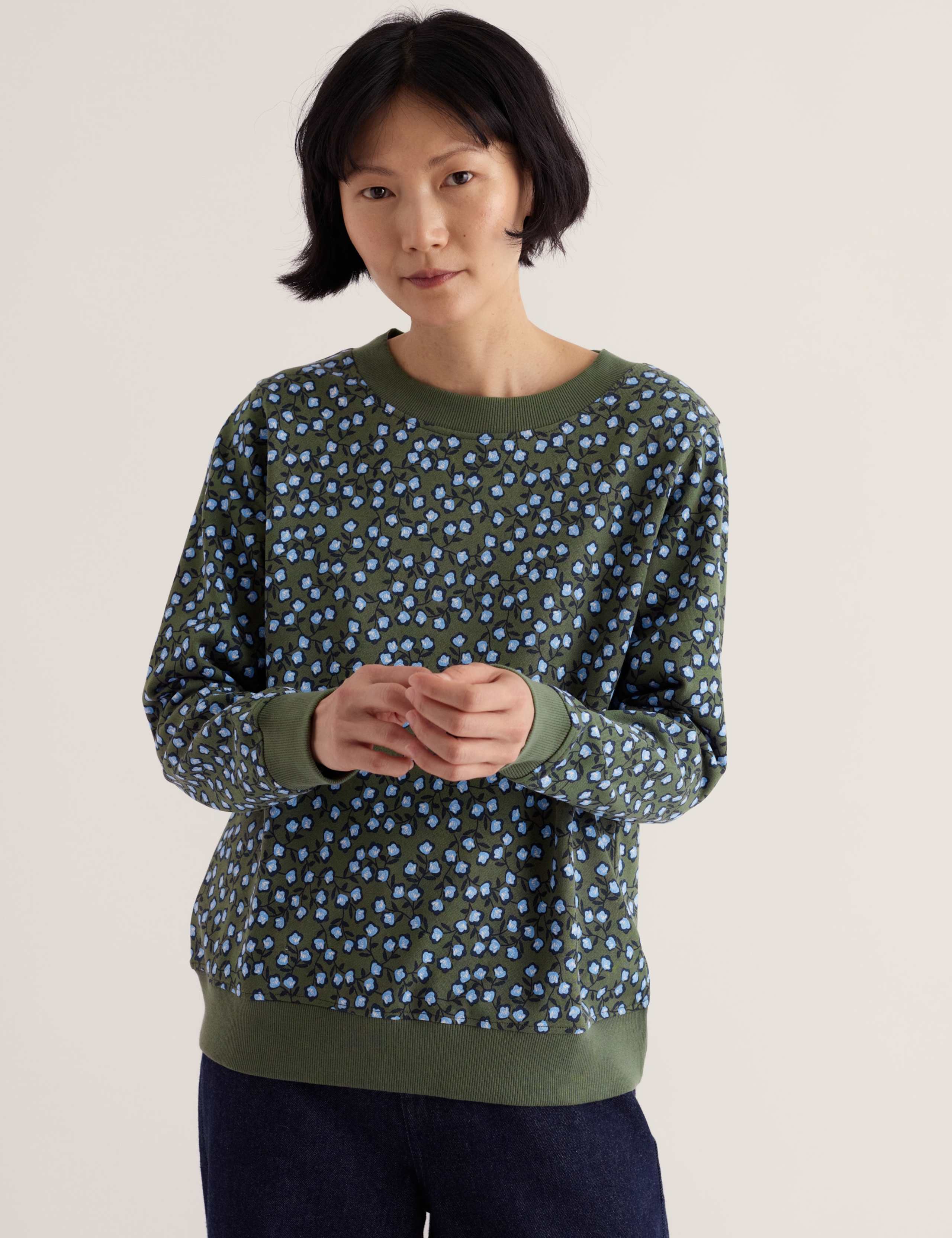 Pure Cotton Floral Relaxed Sweatshirt 5 of 5