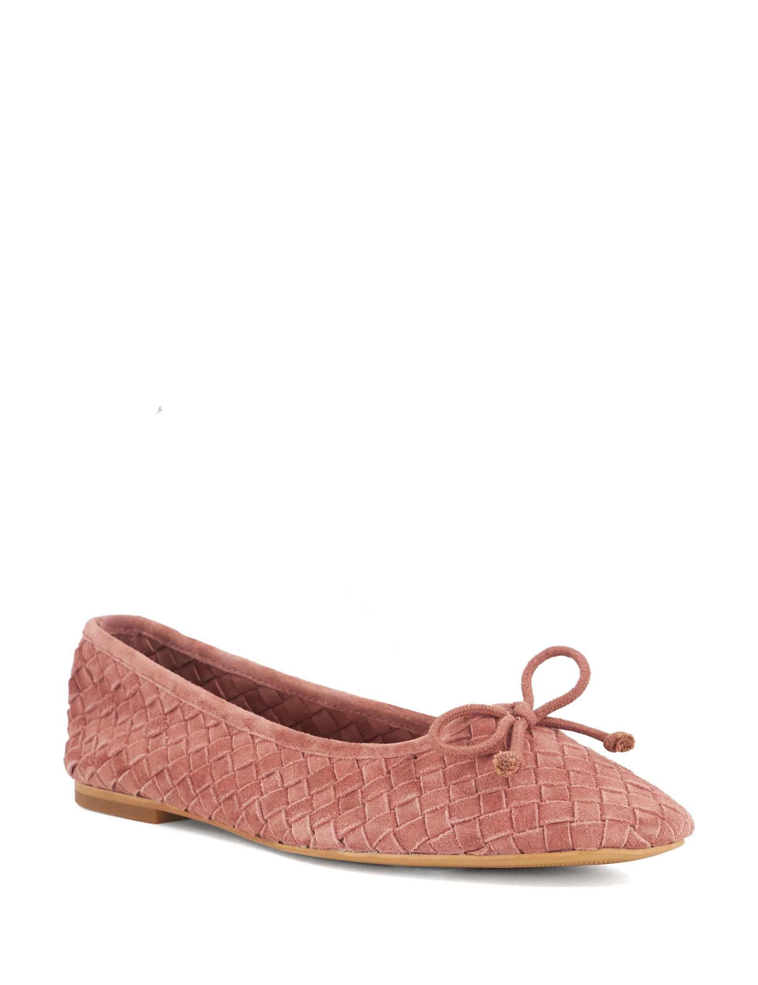 Leather Woven Slip On Flat Ballet Pumps 2 of 5