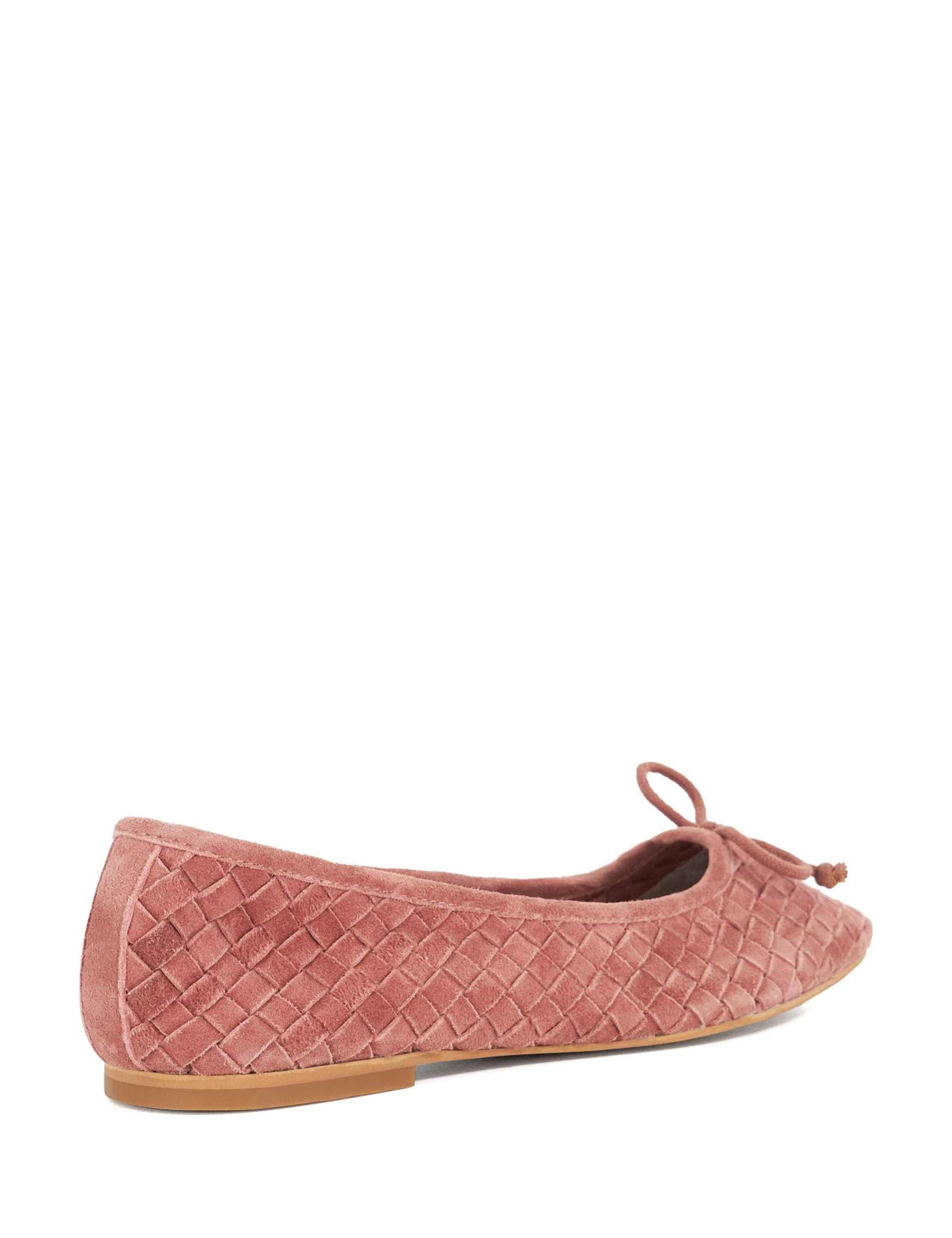 Leather Woven Slip On Flat Ballet Pumps 3 of 5