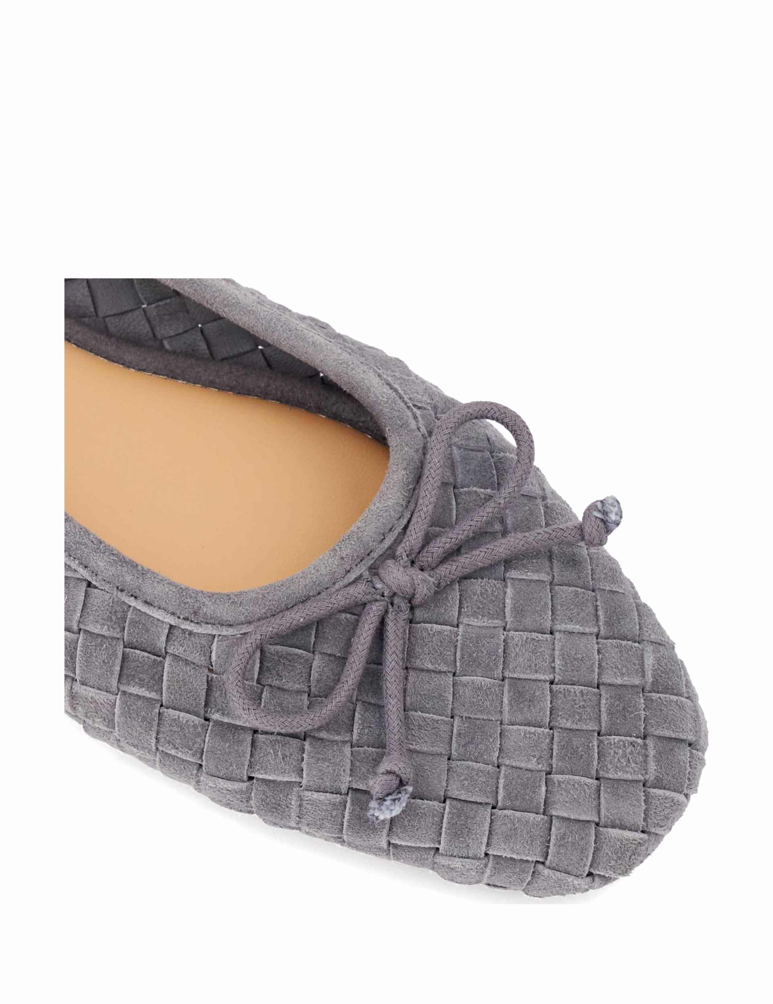 Leather Woven Slip On Flat Ballet Pumps 3 of 5
