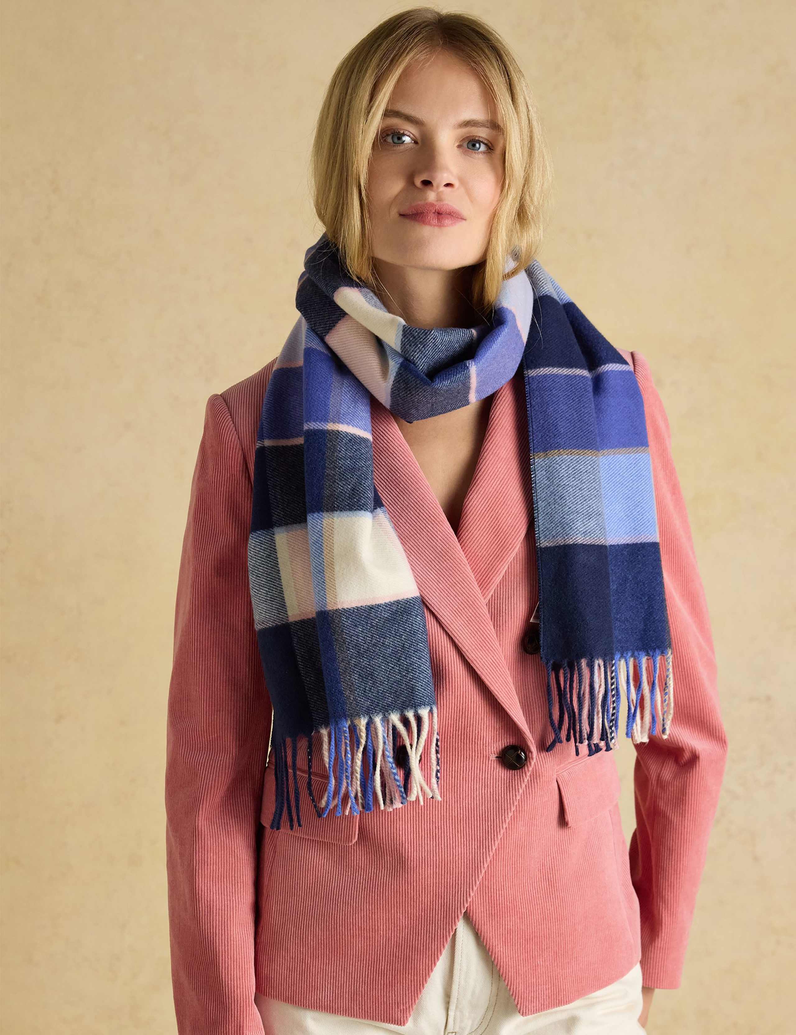 Gingham Fringed Large Scarf 1 of 5