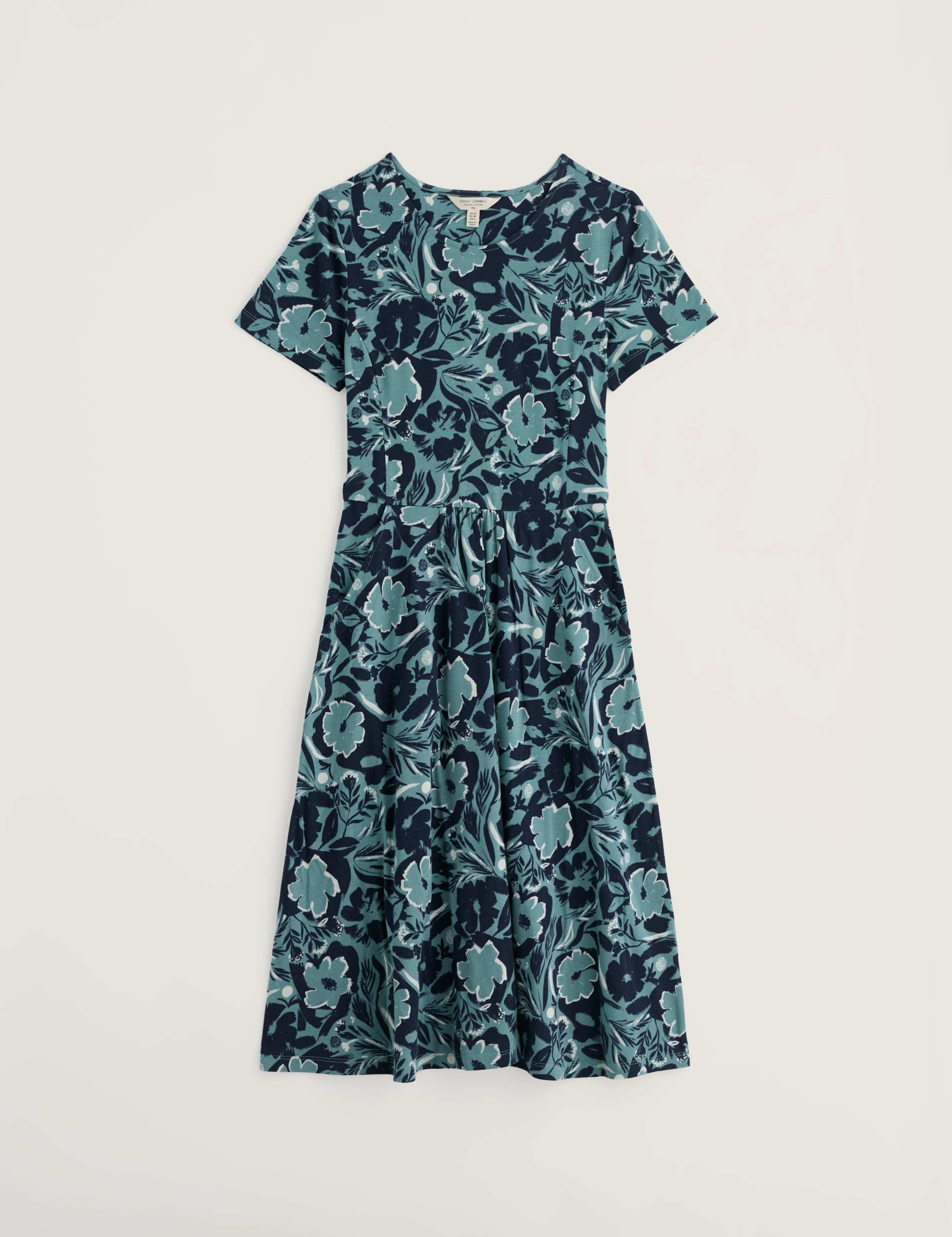 Cotton Rich Floral Midi Waisted Dress 2 of 4