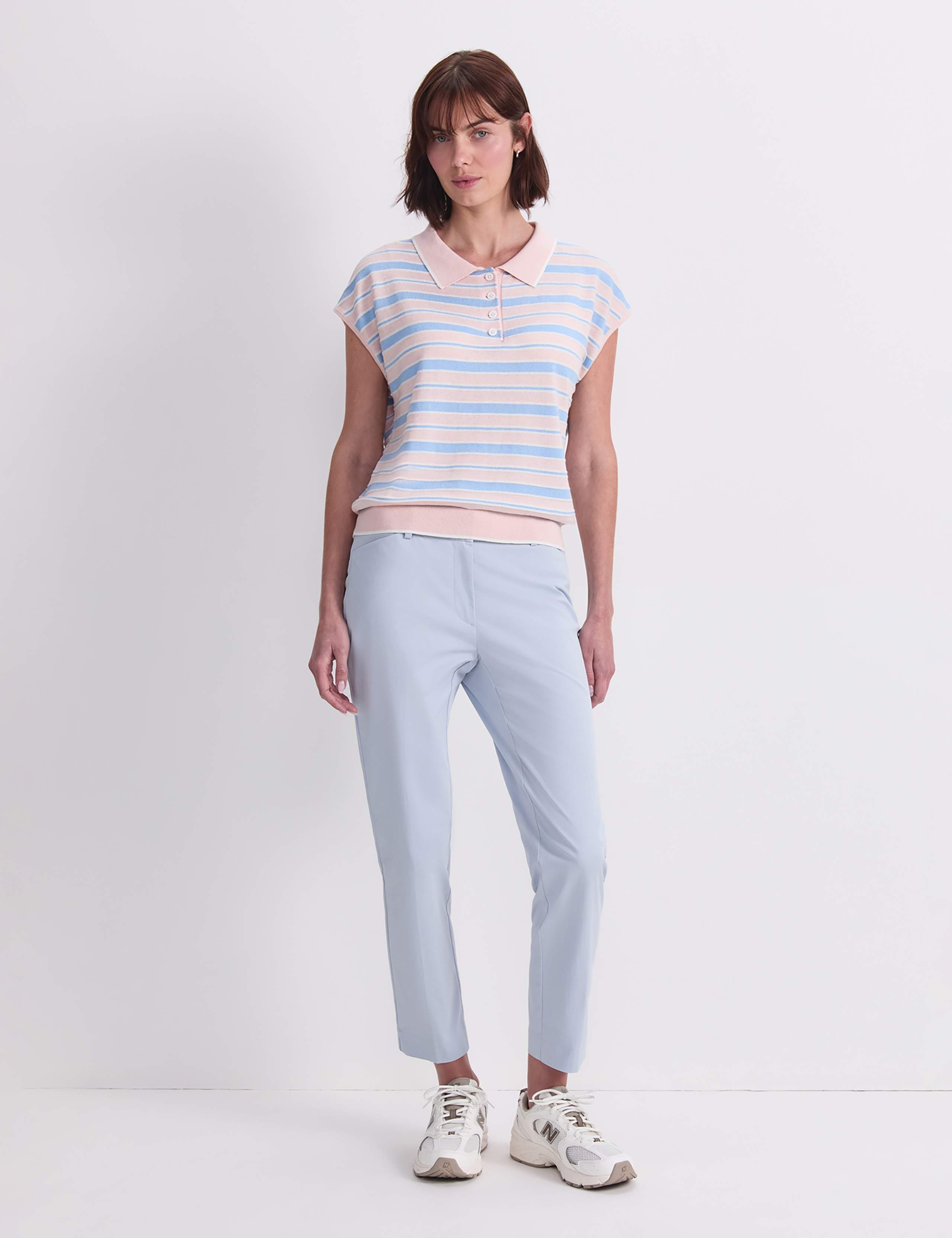 Silk Rich Knitted Striped Polo Shirt 2 of 6