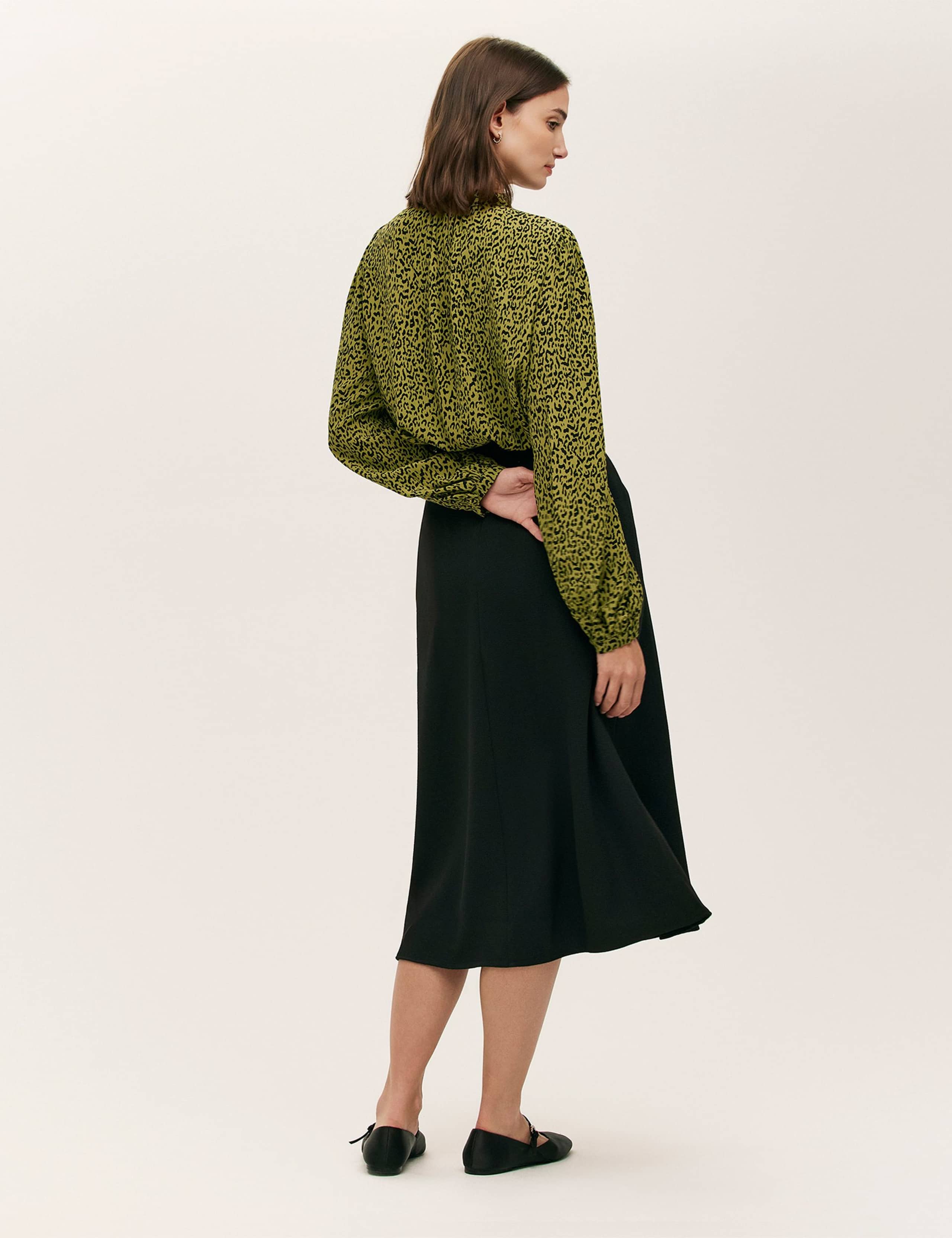 Crepe Leopard Print High Neck Blouse 3 of 5