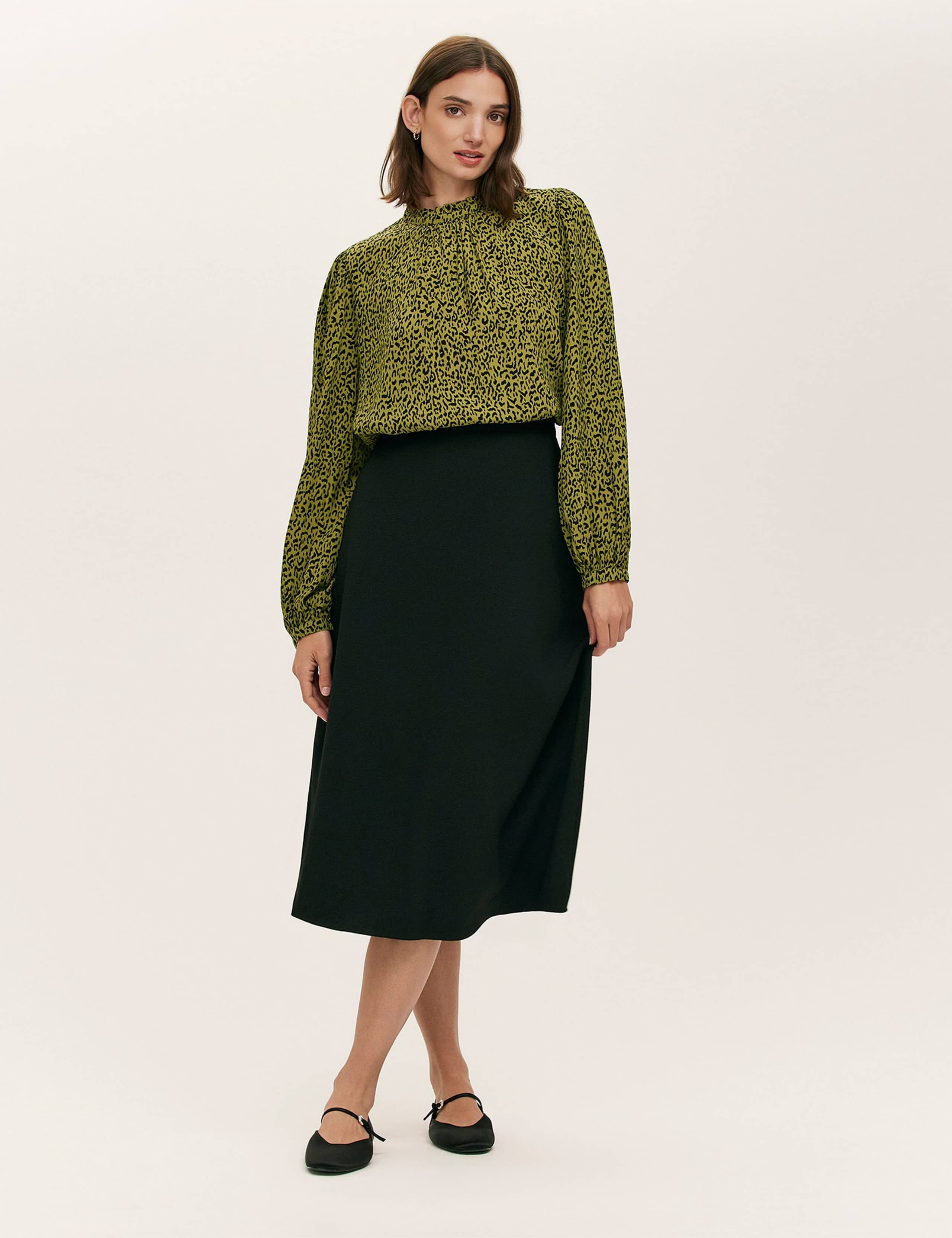 Crepe Leopard Print High Neck Blouse 4 of 5
