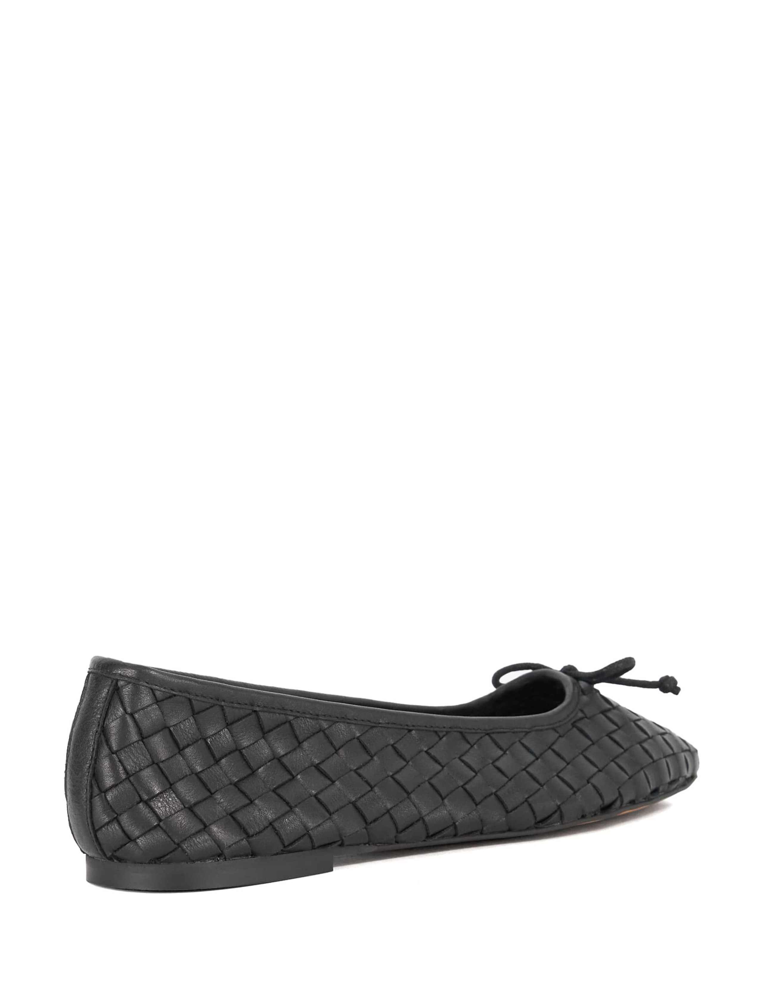 Leather Woven Slip On Flat Ballet Pumps 2 of 5