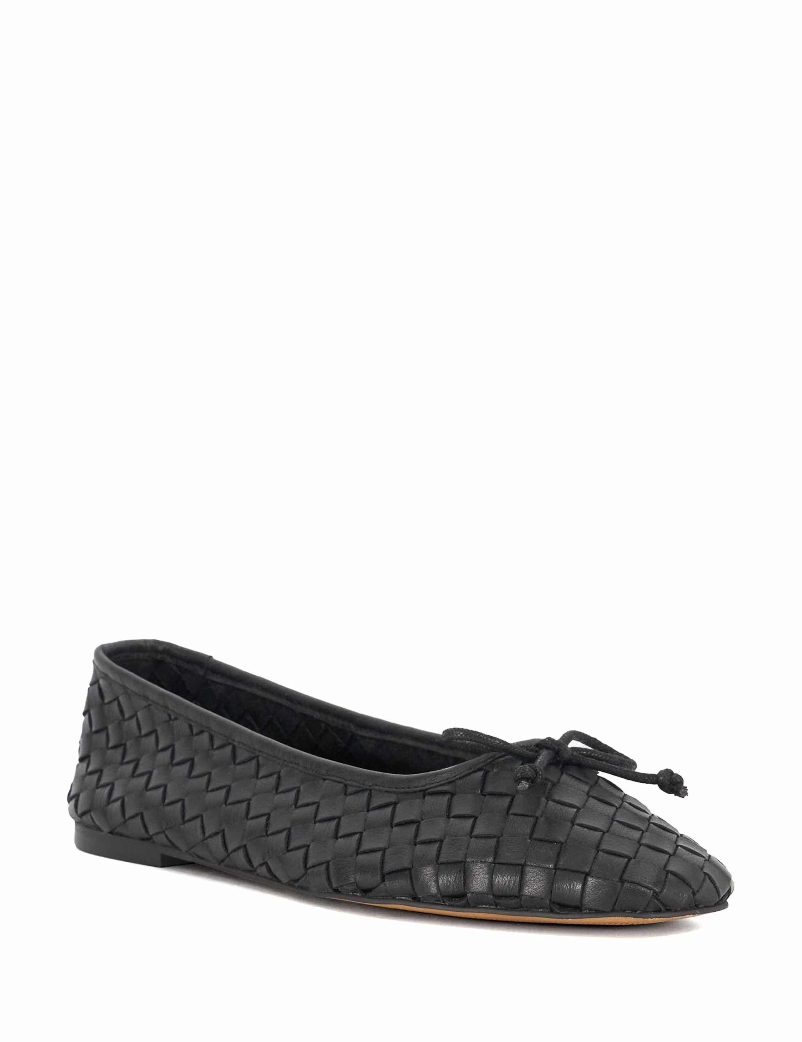 Leather Woven Slip On Flat Ballet Pumps 3 of 5