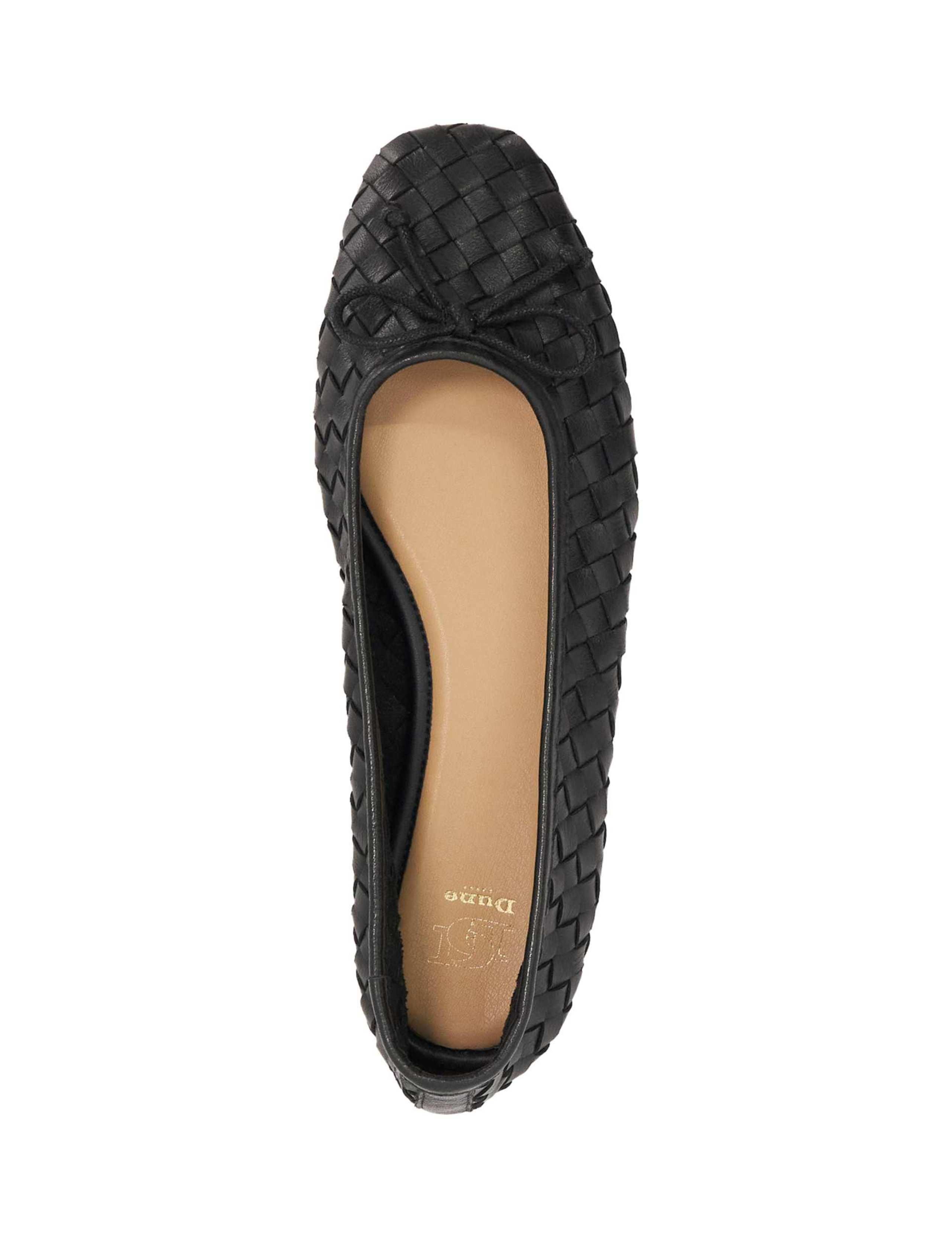 Leather Woven Slip On Flat Ballet Pumps 4 of 5