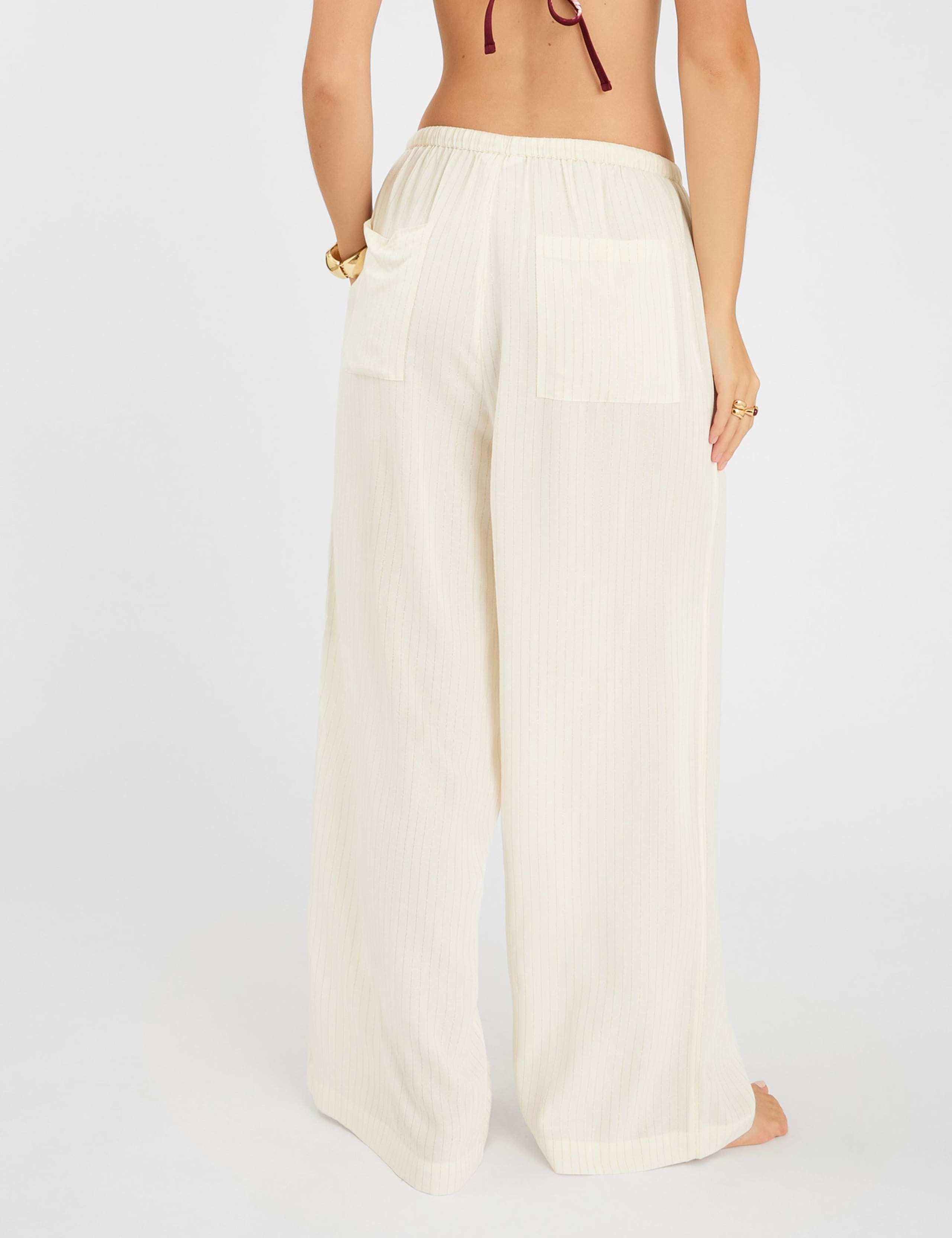 Striped Drawstring Wide Leg Trousers 2 of 4